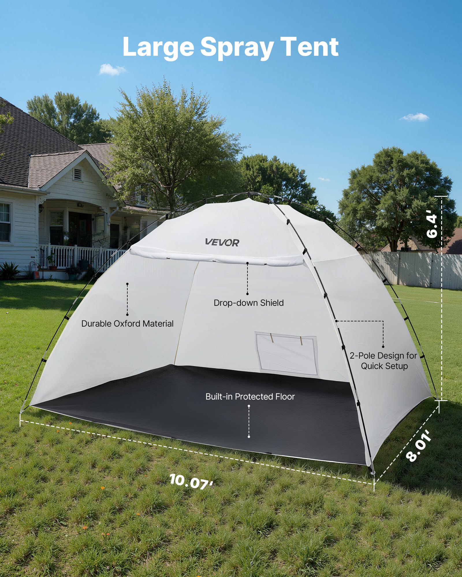 Portable Paint Booth Tent, Painting Tent Station, Spray Shelter With Built-in Floor & Mesh Screen, Large Space,… - 3