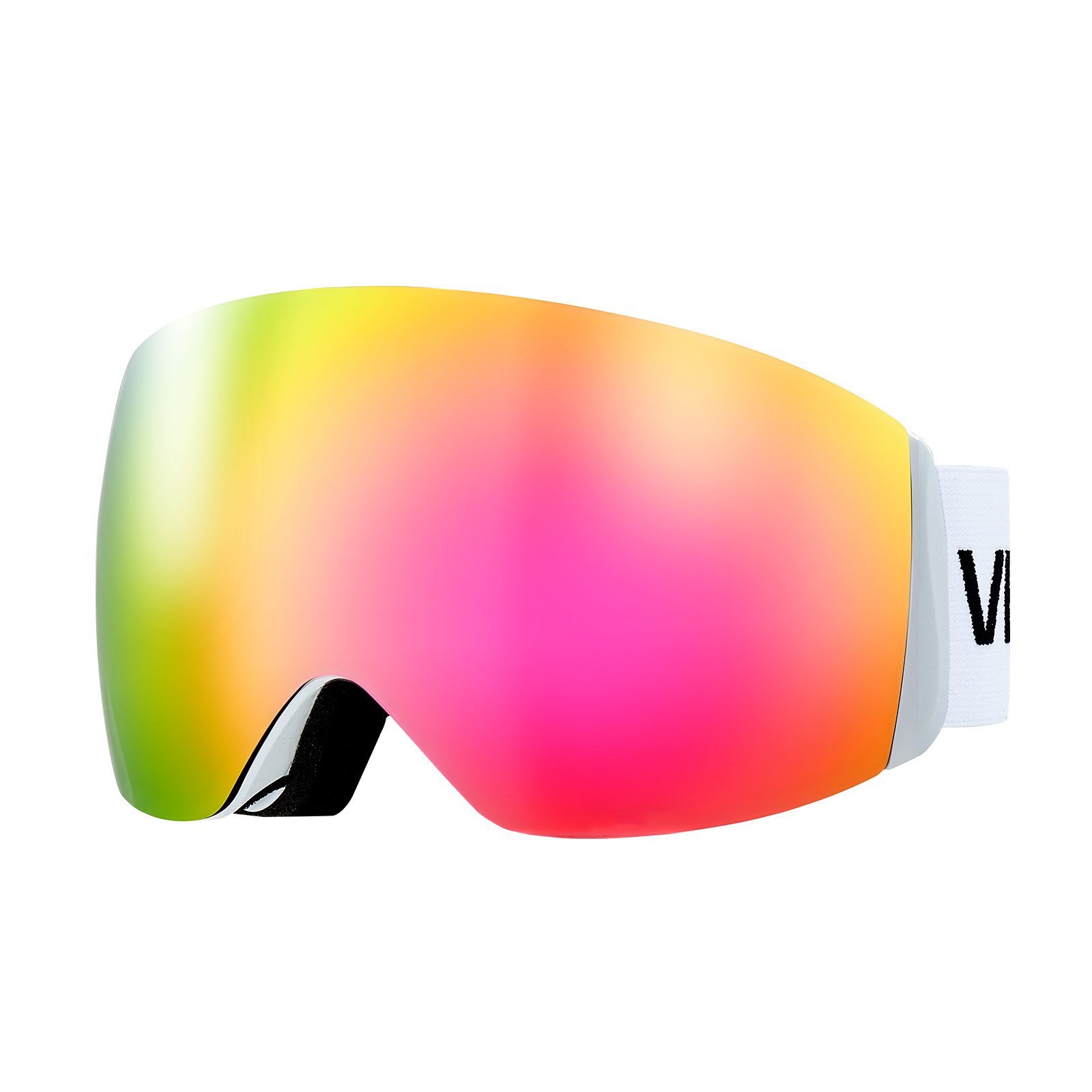 Frameless Ski Goggles, Spherical Lens With Pink Revo Coating, OTG Anti Fog Snow Goggles For Men Women Youth, TPU Frame & Ventilation Structure, Suitable For Skiing, Skating, Snowboarding - Image 1