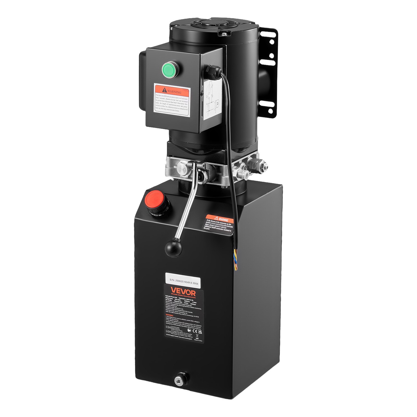 Hydraulic Pump Power Unit, AC 220V, 15 Quart Single Acting Hydraulic Unit, 6.3 L/min Oil Flow, Max Discharge Pressure 22 MPa For Dump Truck, Auto Repair Garage, Car Lifting Platforms, Black - Image 1