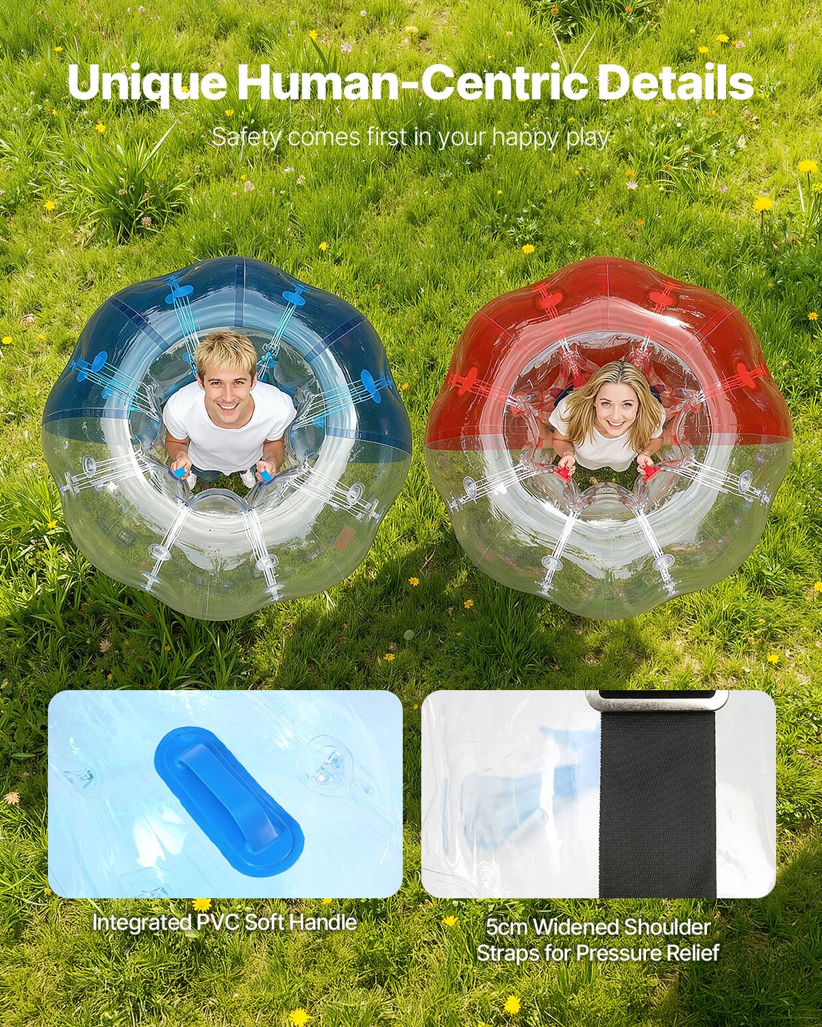 Inflatable Bumper Balls 2-Pack, 5FT/1.5M Body Sumo Zorb Balls For Teen & Adult, 0.8mm Thick PVC Human Hamster Bubble Balls For Outdoor Team Gaming Play, Bumper Bopper Toys For Garden, Yard, Park