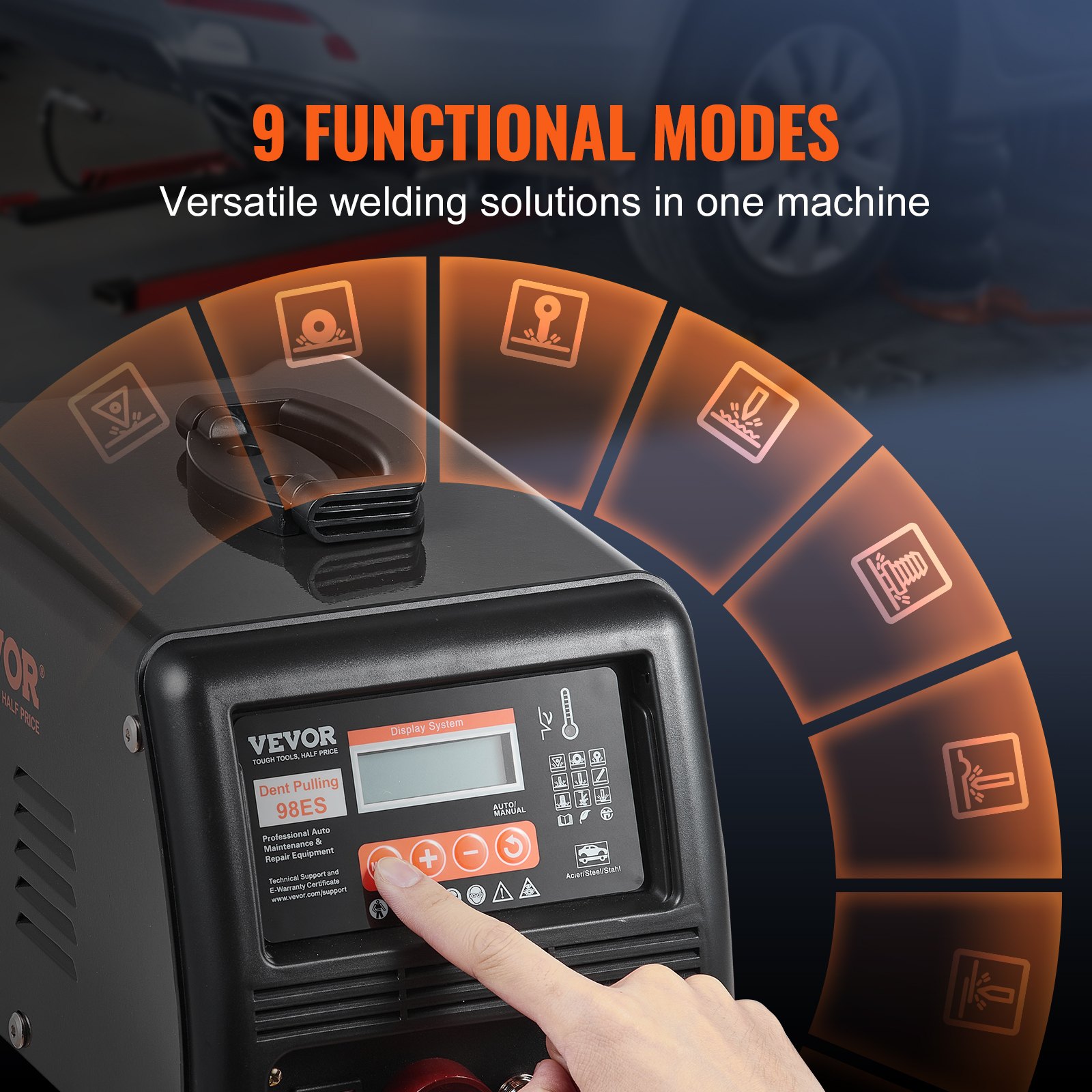 Stud Welder Dent Repair Kit, 3KW Spot Welder Dent Puller With Auto/Manual Welding & 9 Versatile Modes, 110V Auto Body Spot Welding Dent Puller Machine For Car, Truck Dent Repair