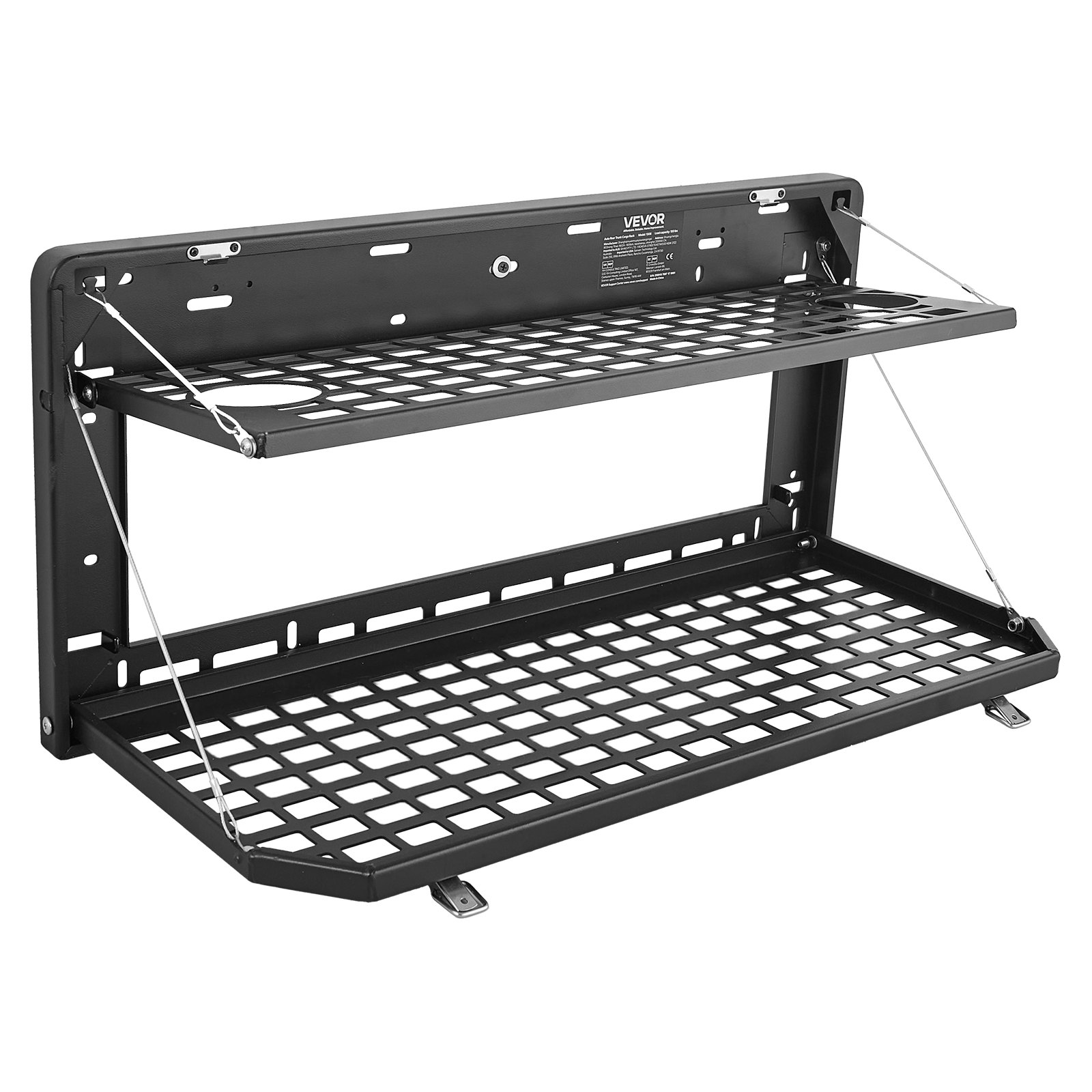 Tailgate Table, For 2007-2024 Jeep Wrangler JK, 100 Lbs, Carbon Steel Foldable Molle Panel Double-Layer Drop Down Table, Rear Cargo Storage Rack Shelf Luggage Holder Carrier Camping Accessories - Image 1