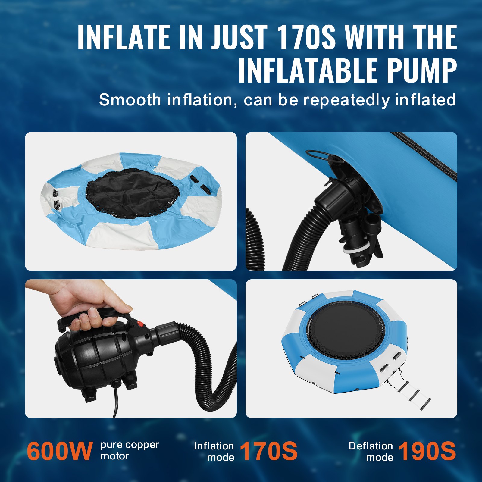 Inflatable Water Bouncer — 10ft Recreational Water Trampoline — photo 2