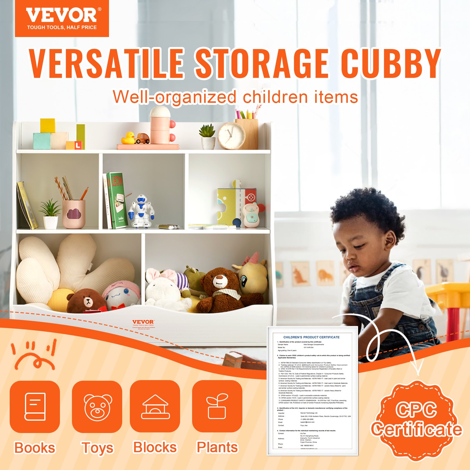 Wood Kid Storage Cubby — Toy Storage Organizer with Bookshelf — photo 5