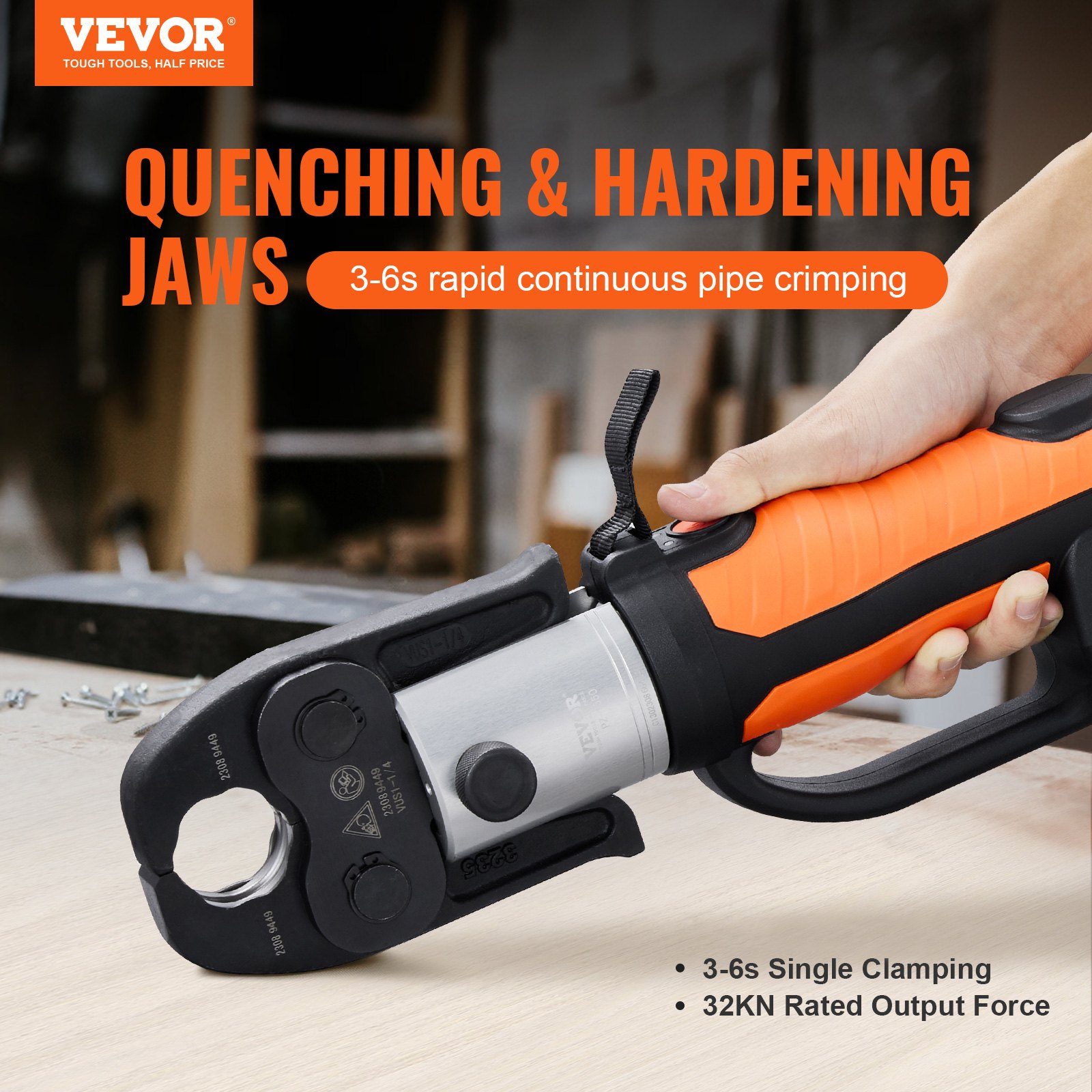 Pro Press Tool, 18V Electric Pipe Crimping Tool For 1/2" To 2" Stainless Steel, Copper, PEX Pipes, Press Tool Kit With 6 Pro Press Jaws, 2PCS 4AH Battery, Fast Charger & Carrying Case image 2