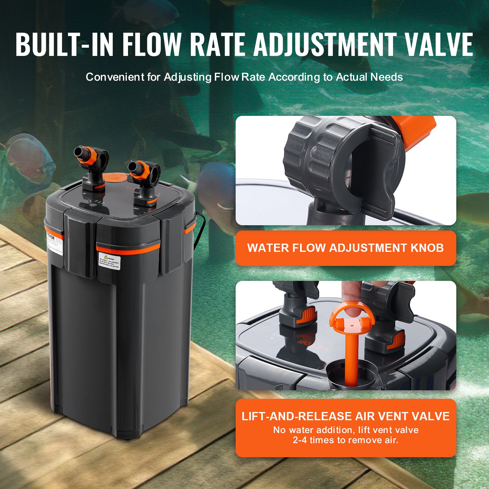 Aquarium Filter 264GPH, 3-Stage Canister Filter 75 Gallon, Ultra-Quiet Internal Aquarium Filter With UV Protection,… - 5