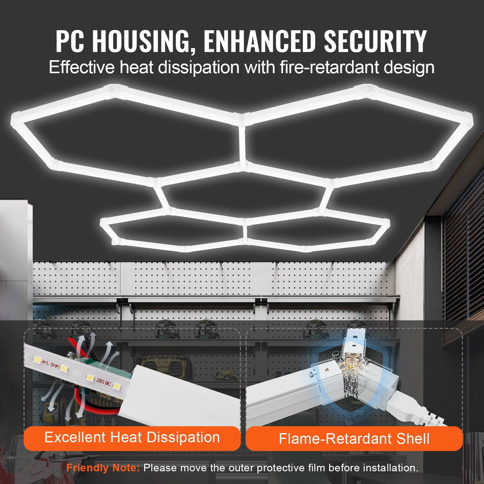 Hexagon Garage Lights, 26400LM, 6500K 5 Grid Systems Honeycomb Hexagonal Garage LED Lights, DIY Cool White Car… - 5
