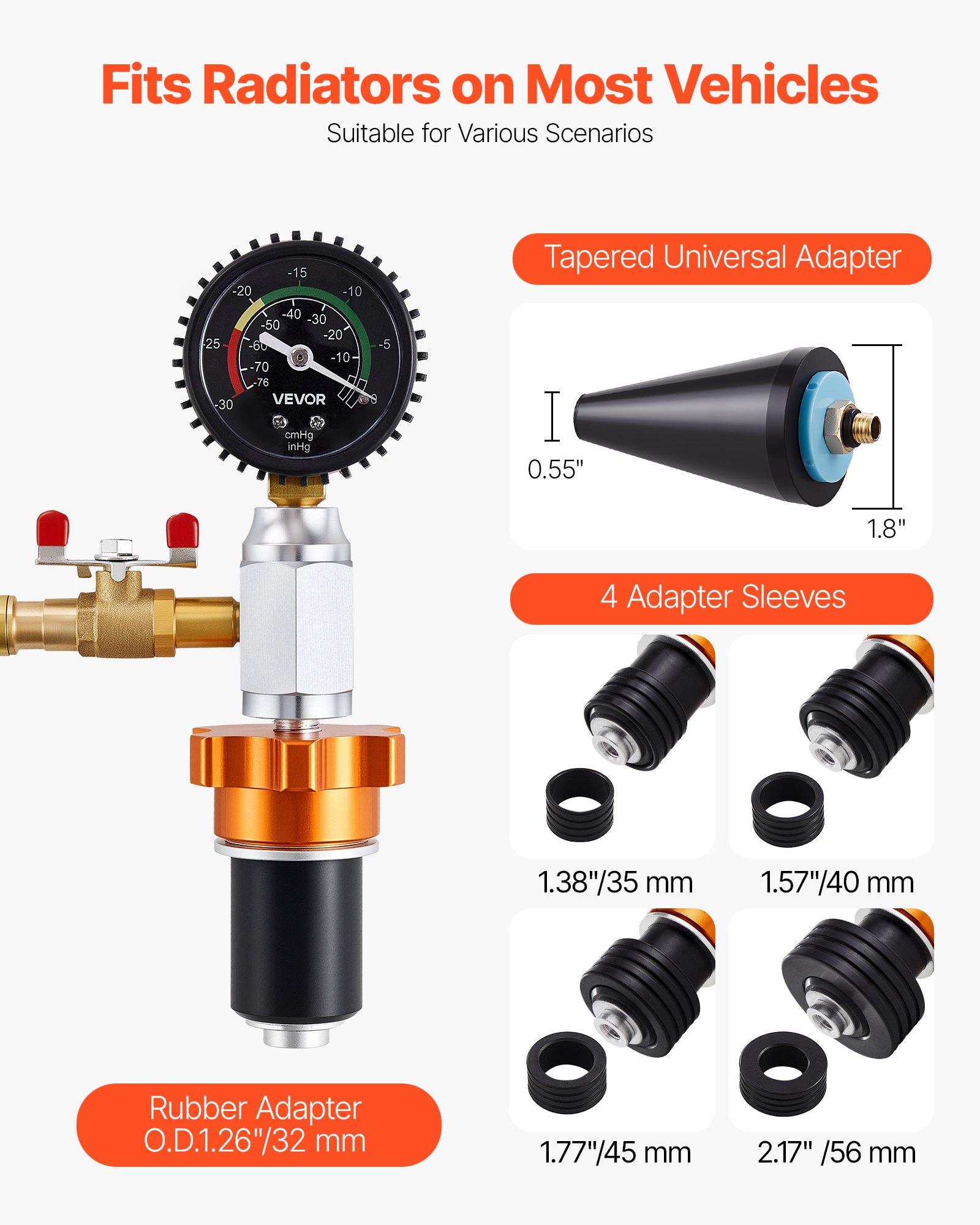 Radiator Vacuum Refill Kit, Automotives Cooling System Vacuum & Purge Fill Tool With Gauge, Portable Radiator Coolant Filling Kit With Toolbox, Universal Fit For Most Cars Vans SUVs And Trucks
