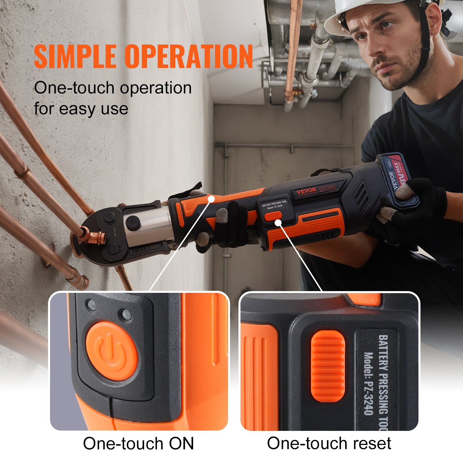 ProPress Tool, 18V Electric Pipe Crimping Tool For 1/2â, 3/4â, 1â, 1 1/4", 1 1/2", 2" Copper Pipes, Press Tool Kit With Brushless Motor, 6 Pro Press Jaws, 2pcs 4AH Battery