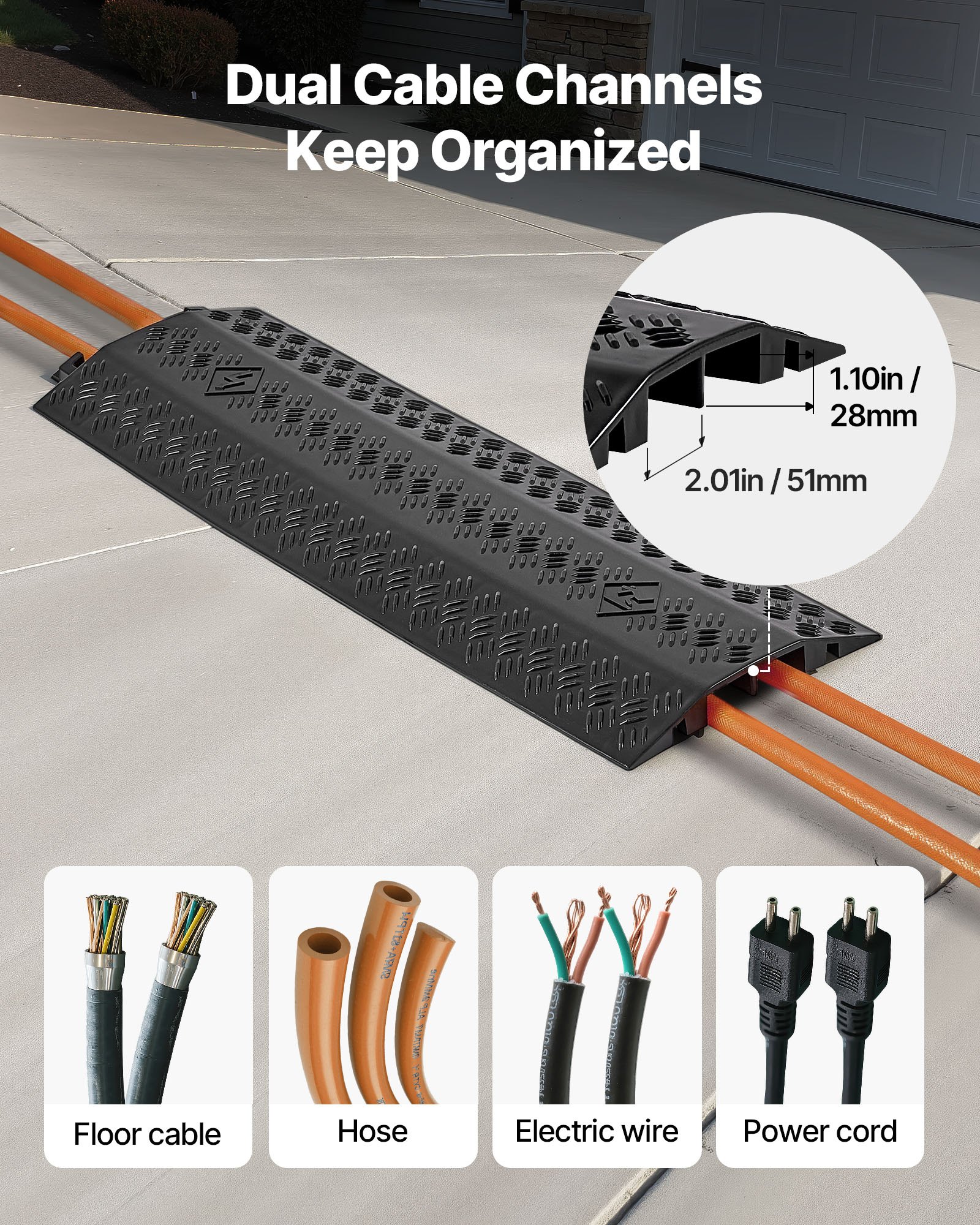Drop Over Cable Cover, 17,500 Lbs/Axle Load Capacity, Heavy Duty Cable Hose Protector Ramp, Floor Cord… image 4