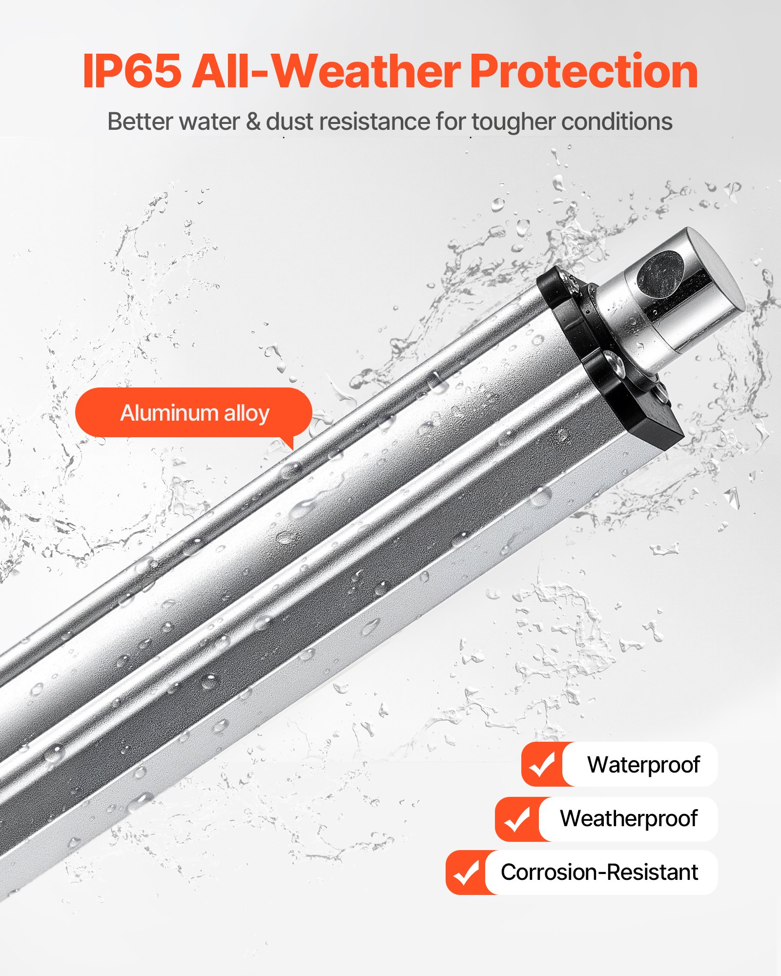 12V Linear Actuator, 8 Inch IP65 Waterproof Linear Actuator, 675lbs/3000N 0.2"/s Motion Actuators With Mounting Bracket For Outdoor Use