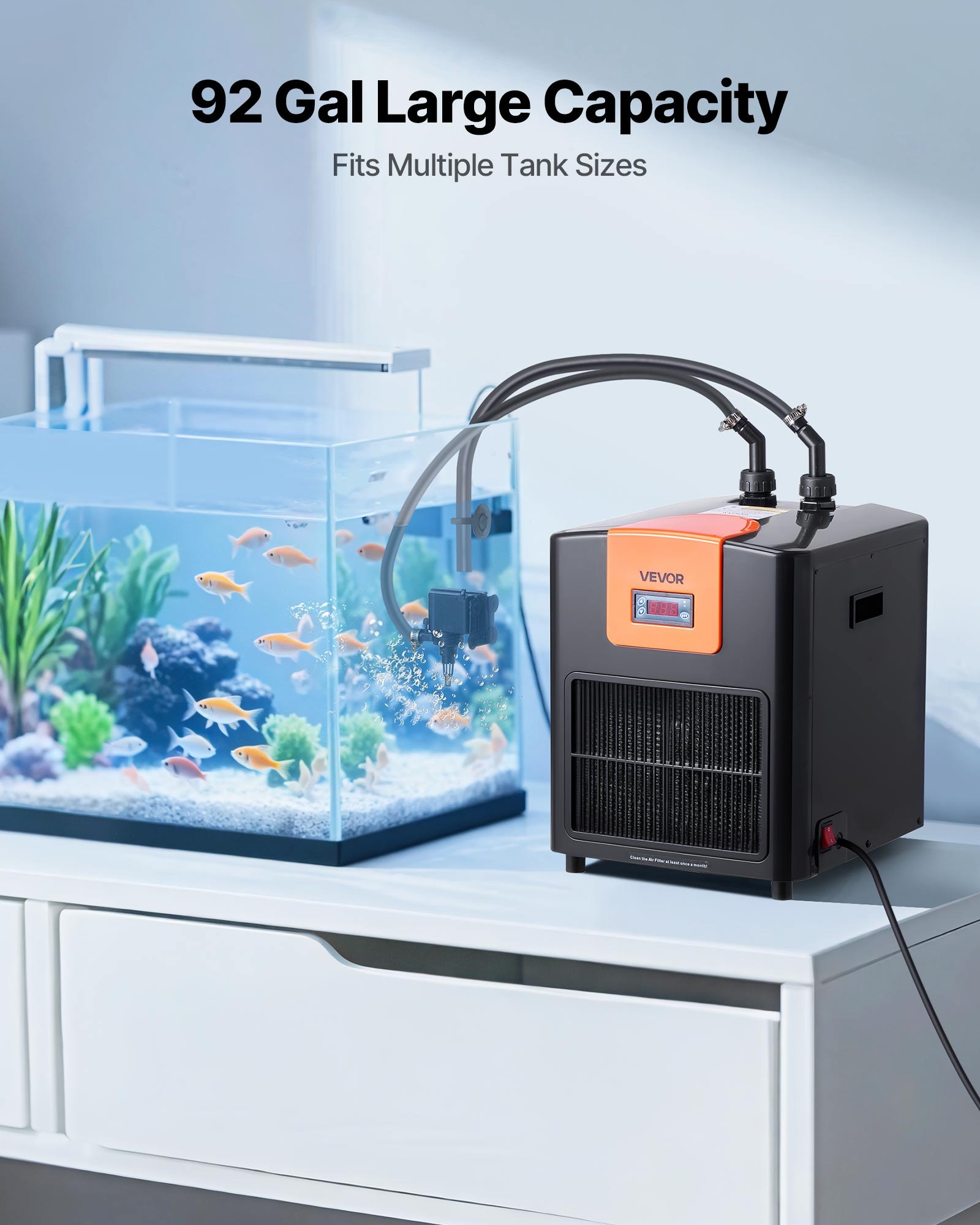 Aquarium Chiller 92 Gallon, 1/4 HP Water Chiller For Hydroponics, Fast Cooling For Fish Tank,Axolotl,Coral Reef,Quiet Refrigeration Compressor, Titanium Evaporator,Complete Fittings image 5