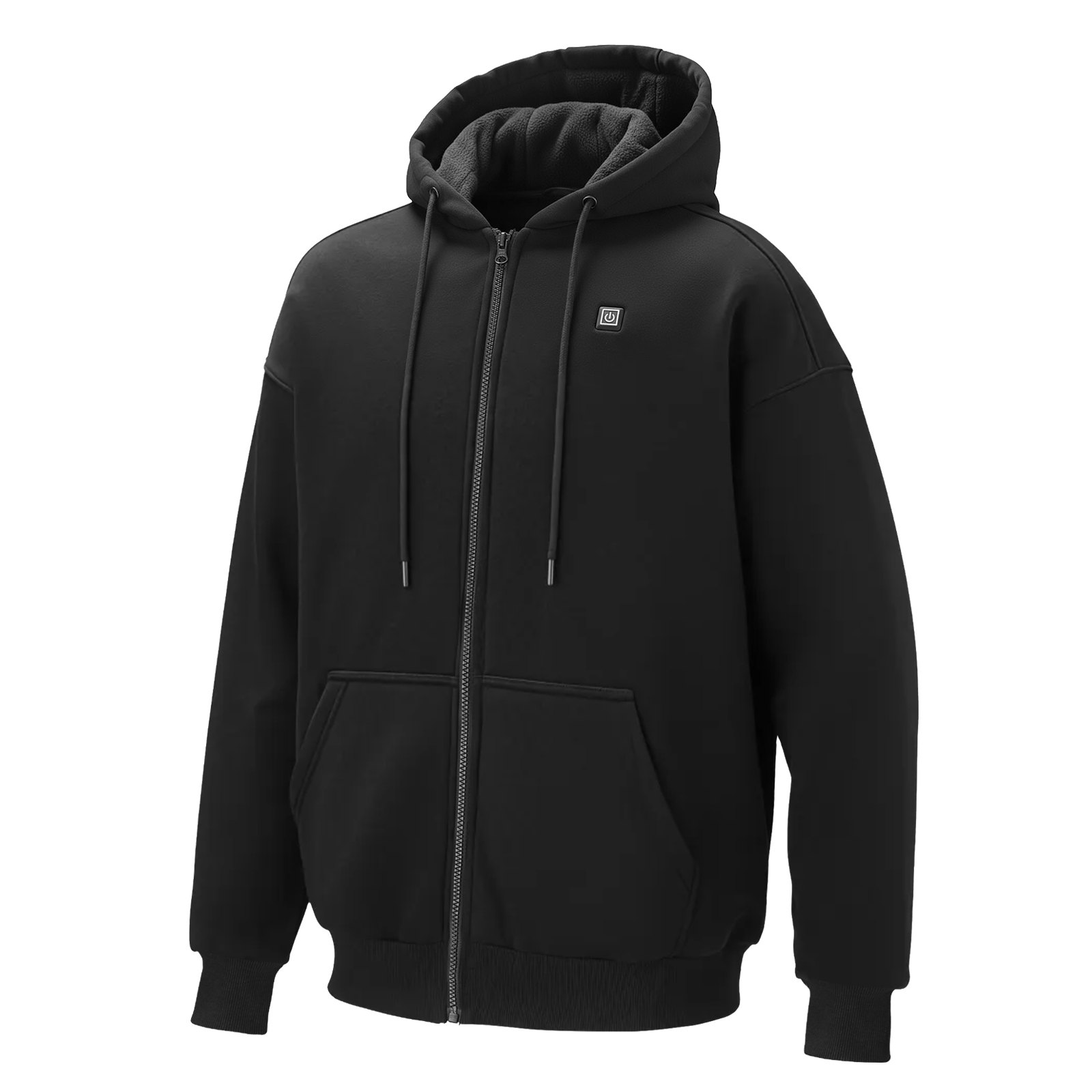 Heated Jacket Hoodie For Men Women, Heated Sweatshirt Unisex Full-Zip With 7.4V 16000mAh Power Bank Pack, 5 Heating Zones, 3 Temp Levels, 4-8H Warmth, For Winter Outdoor Camping, Black, XL Size - Image 1
