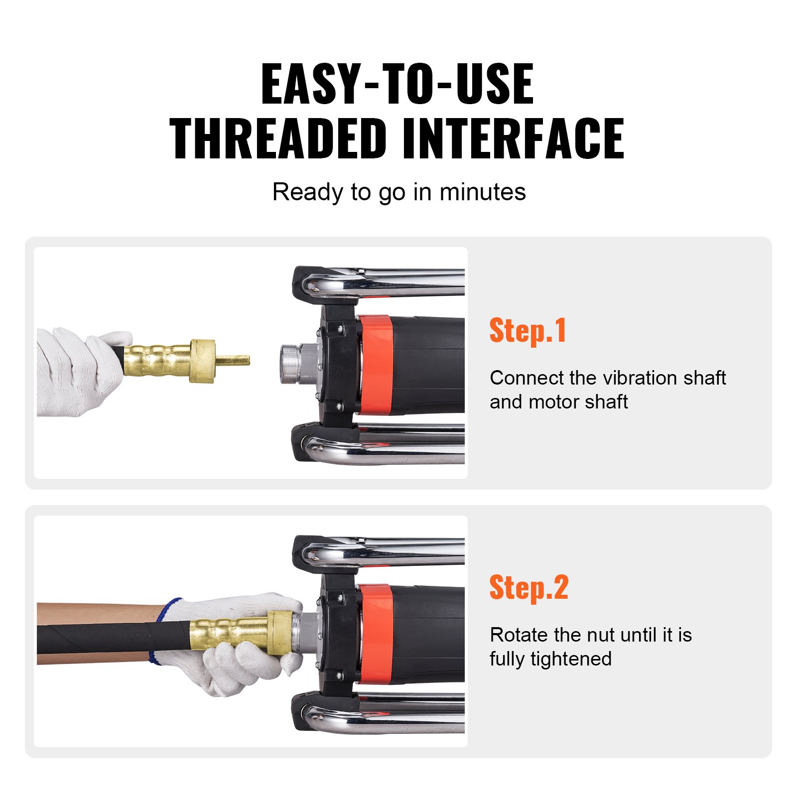 Electric Concrete Vibrator, 1300W 16000 VPM, 2HP Copper Motor Handheld Concrete Vibrating Tool, Portable Pencil Cement Vibrator With Shaft Of 14.75ft / 4.5m, Remove Air Bubble And Level Concrete — вид 5