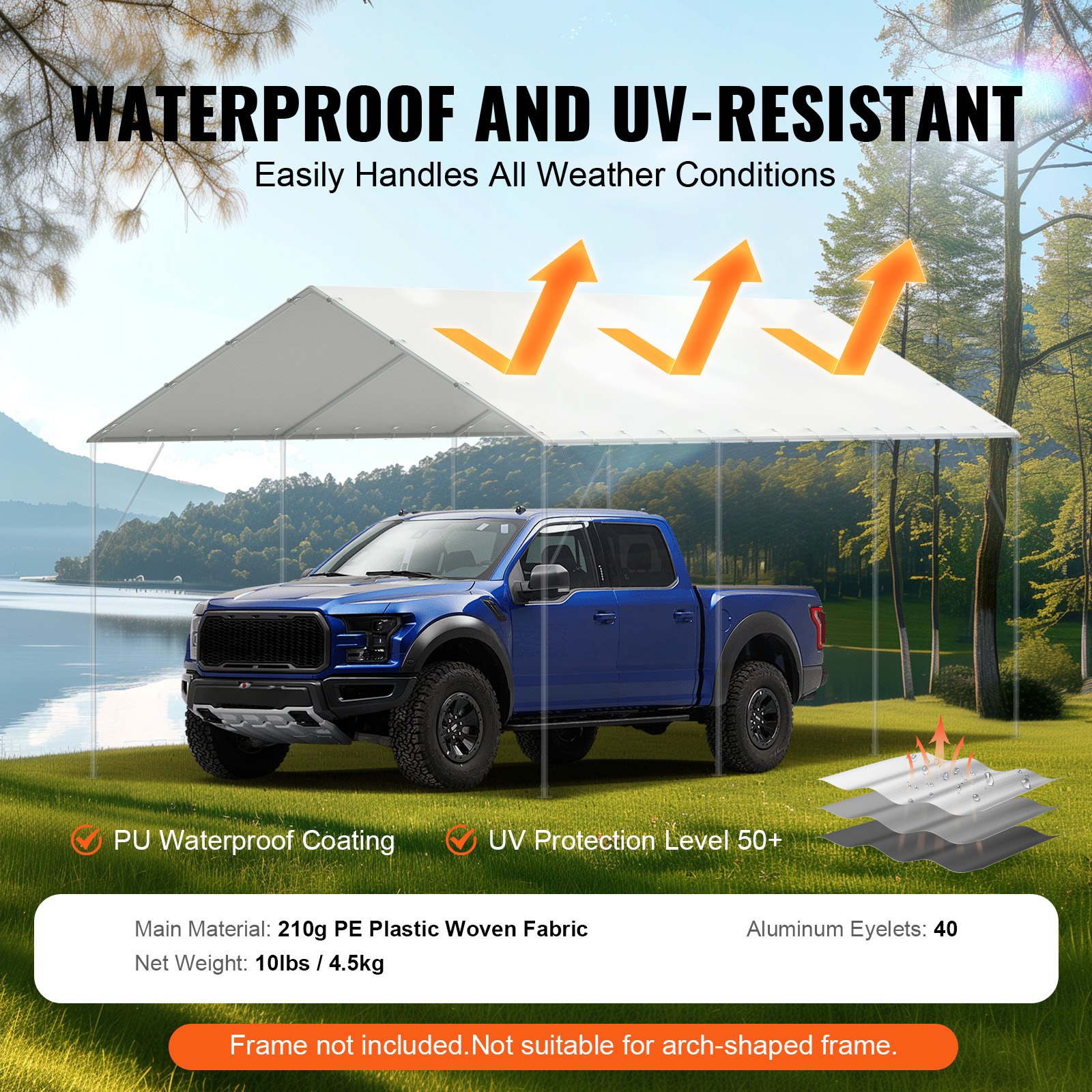 10 X 20 Ft Carport Replacement Canopy Cover, Garage Top