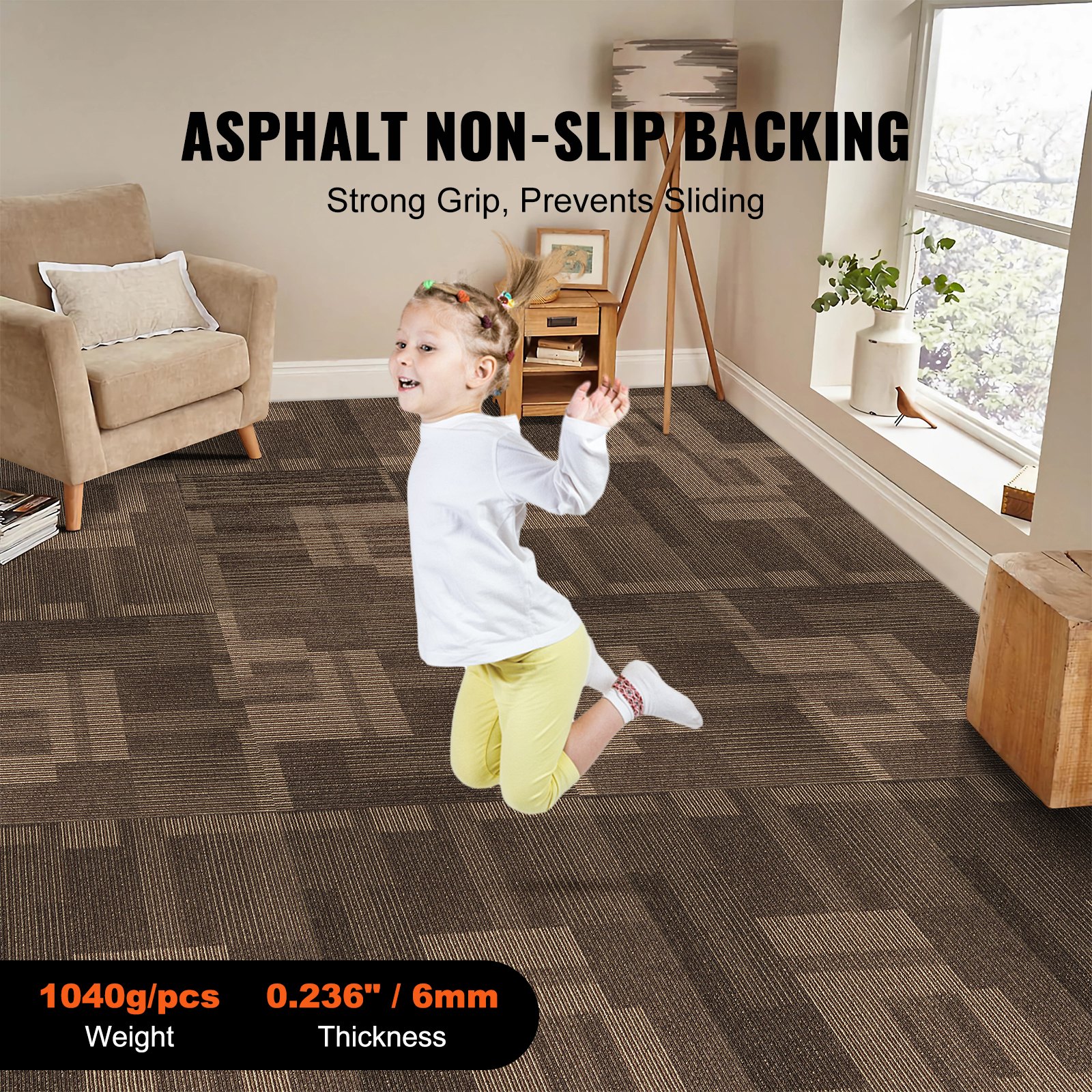 Carpet Tiles Reusable, 24"x 24"Carpet Squares With Padding Attached, Soft Padded Carpet Tiles, Easy Install DIY For… - 5