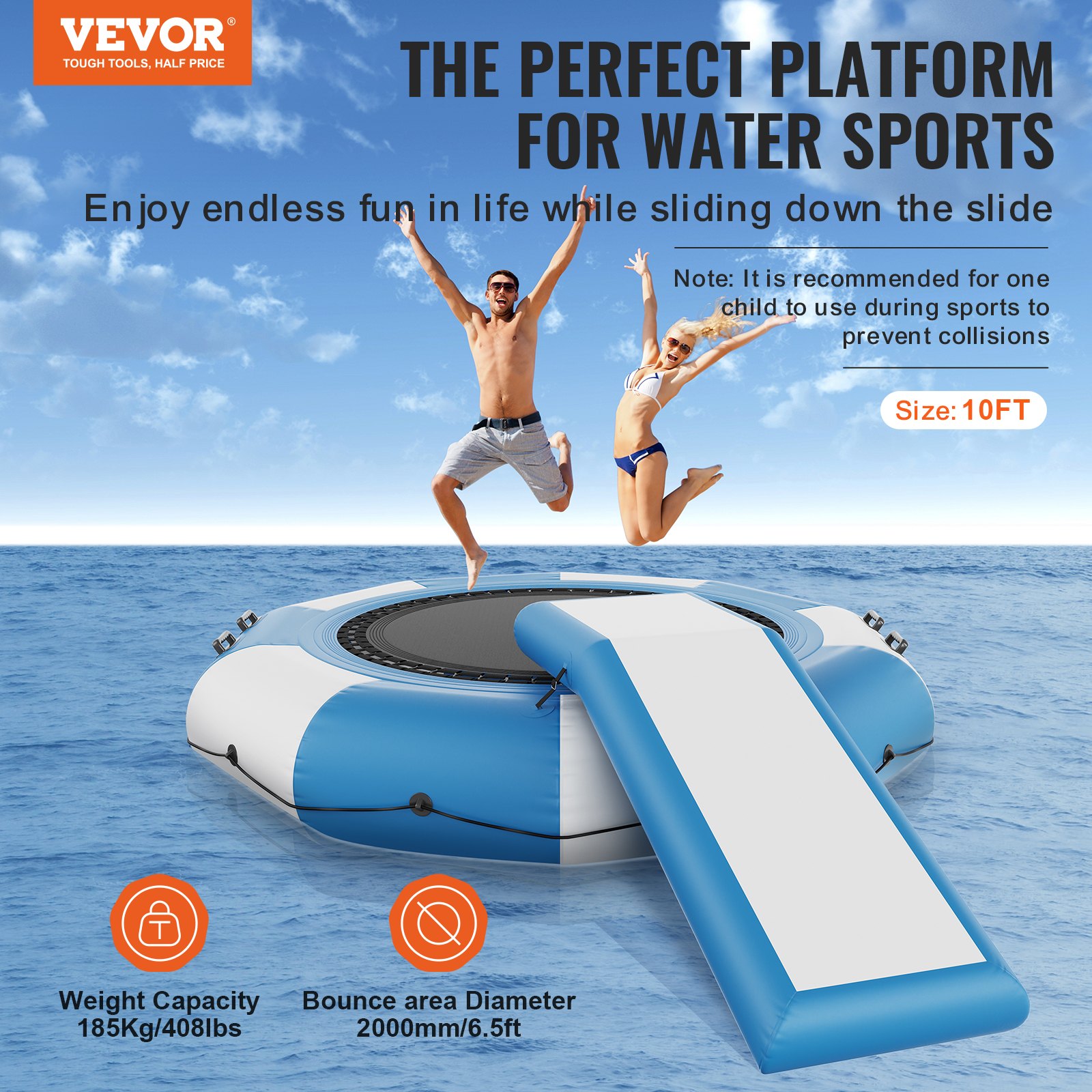 Inflatable Water Bouncer — 10ft Recreational Water Trampoline — photo 4