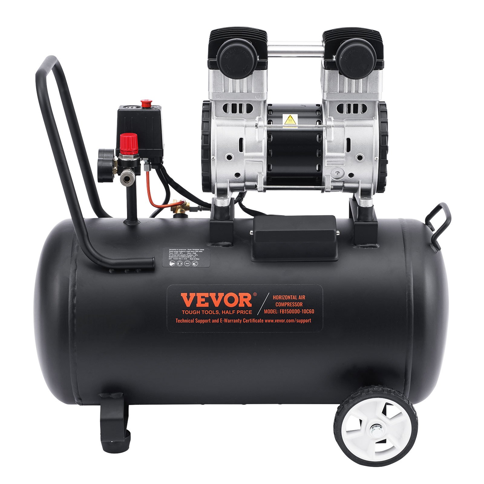 Air Compressor, 15 Gallon Steel Tank, 2HP 5.3 CFM@90 PSI Oil Free Air Compressor & Max. 125PSI Pressure, 78dB Ultra Quiet Portable Compressor, For Auto Repair, Tire Inflation, Spray Painting - Image 1