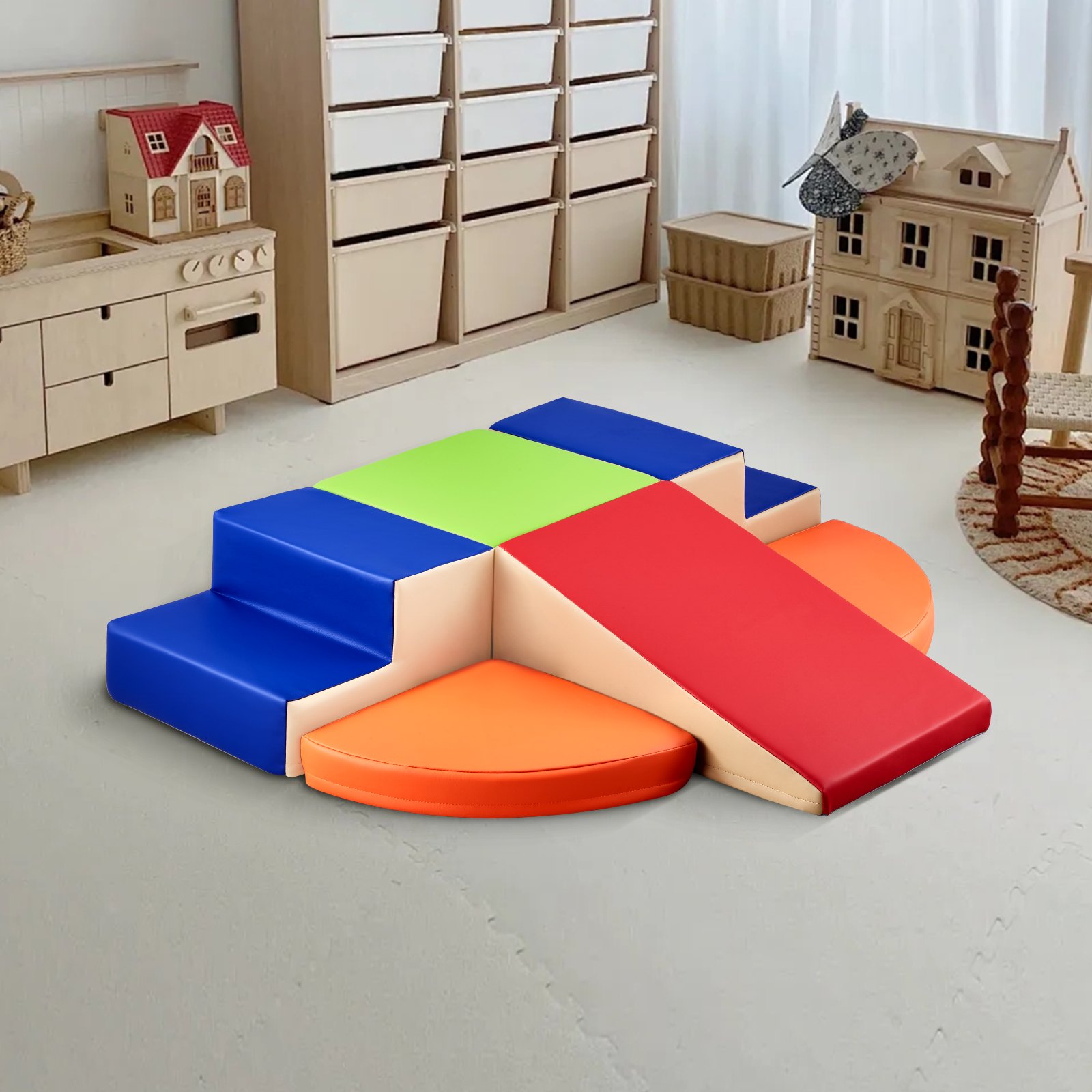 Climbing Toys, 6-Piece Set, Foam Climbing Toys For Toddlers 6 Months To 3 Years Old, PU Leather Climbing Blocks, Indoor Climb And Crawl Activity Playset For Crawling & Sliding, Easy To Clean - Image 1