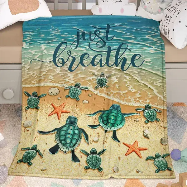 Sea Turtle Flannal Throw Blanket