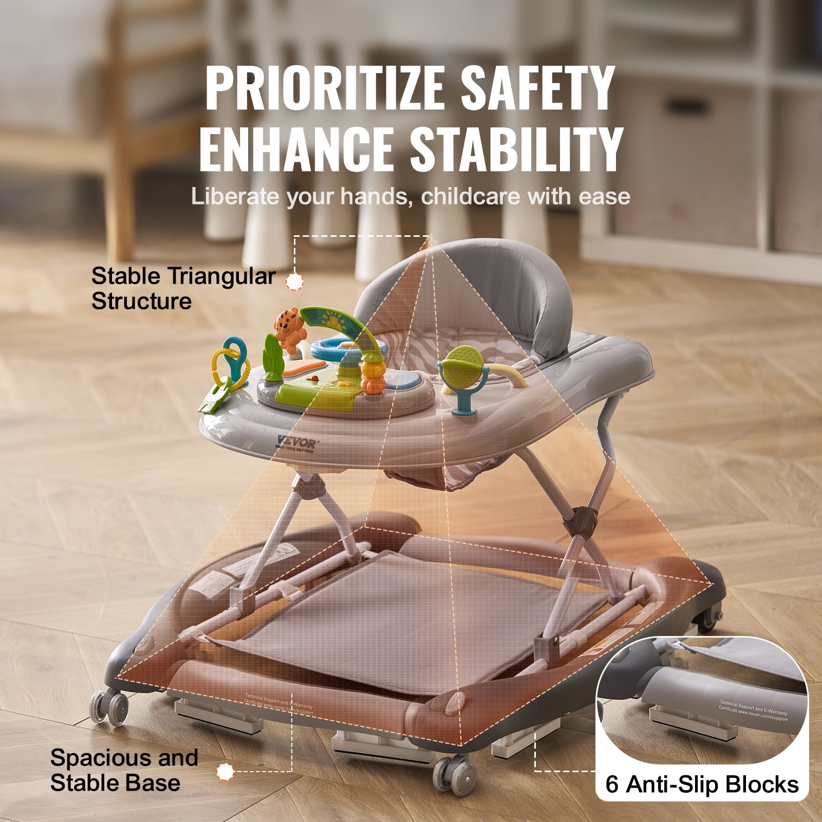 4-in-1 Baby Walker, Foldable Baby Activity Center On Wheels, 3 Adjustable Height, Music & Toys Tray, Learning-Seated | Walk-Behind | Rocker | Bouncer Toddler Walker For Girls Boys  6-24 Months
