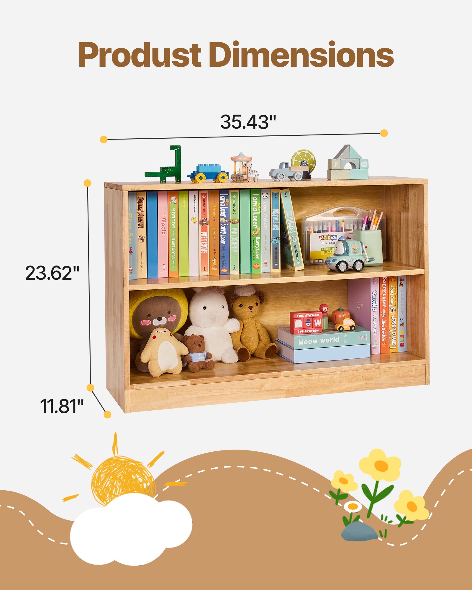 Montessori Bookshelf — 35.4 in Width Toy Storage Organizer — photo 4