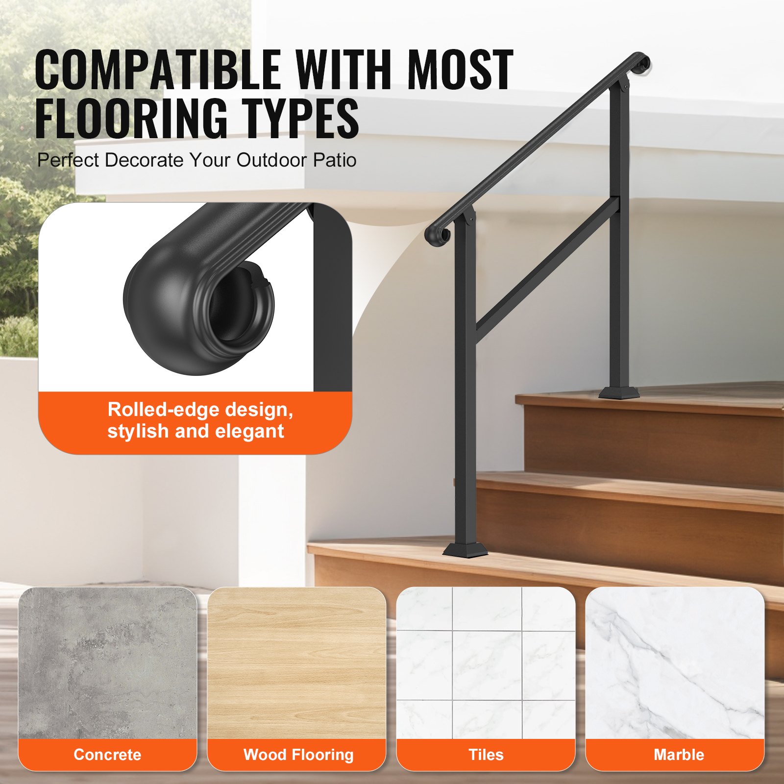 2-3 Step Handrails For Outdoor Steps For Seniors Porch Deck Post image 5