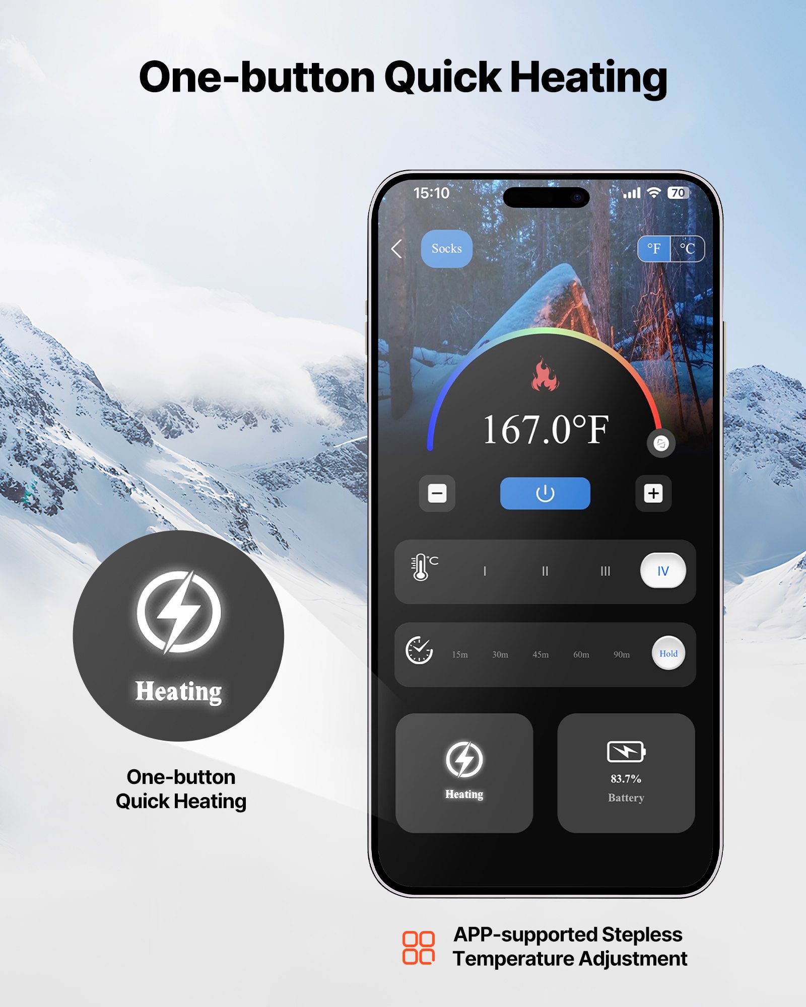 Heated Socks, 6000mAh Battery Powered, Rechargeable Heating Socks With 4 Heating Levels, Electric Heated Sock With APP Control For Men Women, Foot Warmer For Hunting Riding Camping Hiking