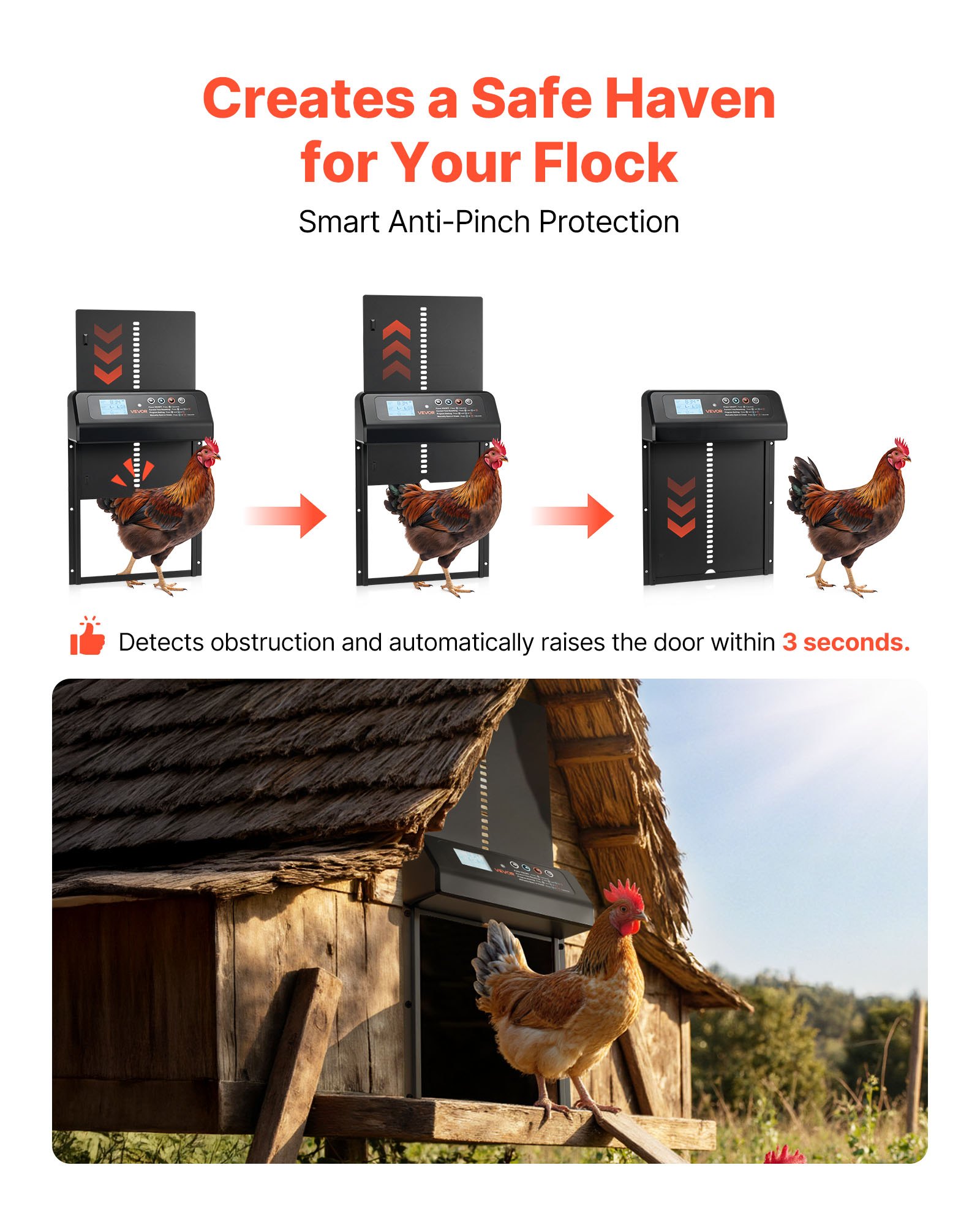 Automatic Chicken Coop Door, Solar & Battery Powered Chicken Door With LCD Display, Remote Control, Light Sensor &… - 6