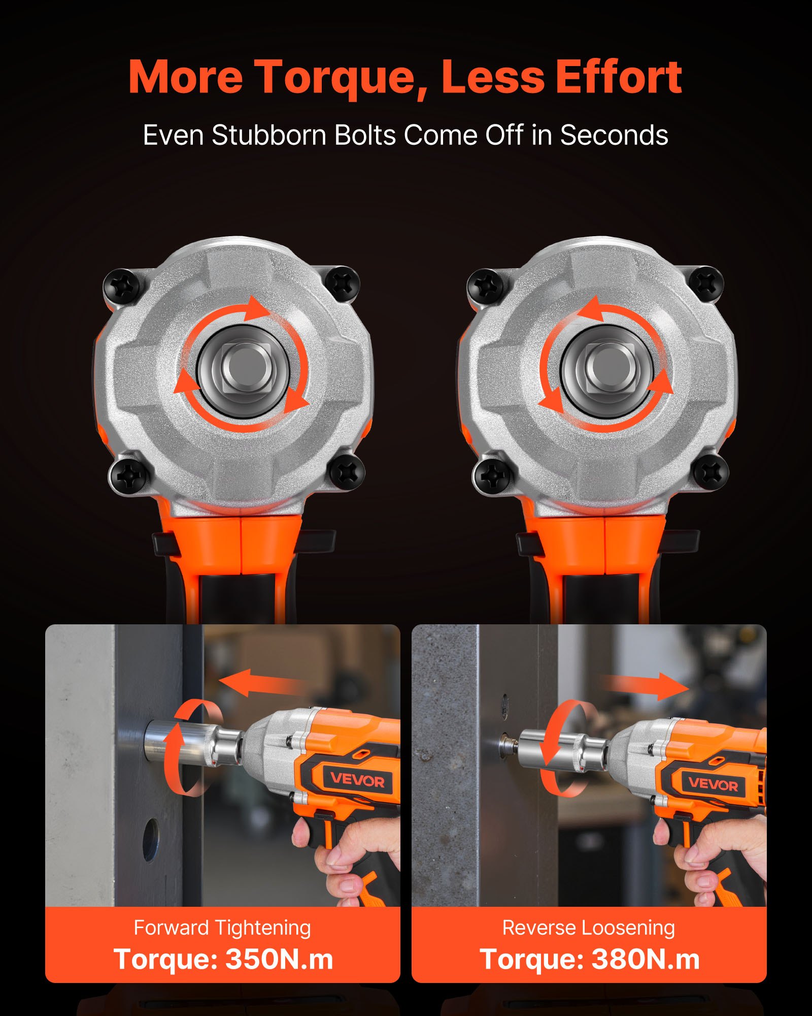 Cordless Impact Wrench, 280 Ft-lbs / 380 N�m High Torque, 3/8 Inch, 20V Electric Impact Wrench With Brushless Motor,… - 5