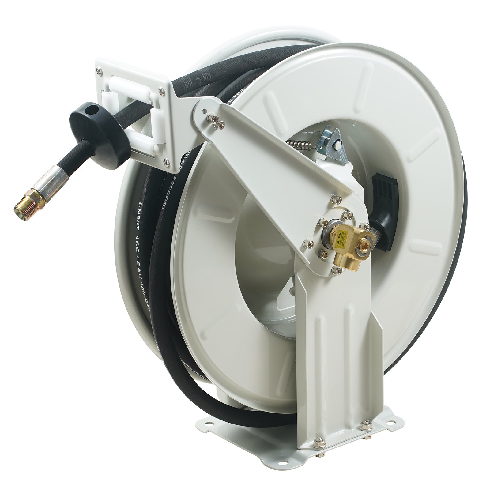 Fuel Hose Reel, 1/4" X 50', Extra Long Retractable Grease Hose Reel, Spring Driven Auto Swivel Rewind, Heavy-Duty Carbon Steel Construction With Hose For Auto Repair, Heavy Industries, 5800 PSI - Image 1