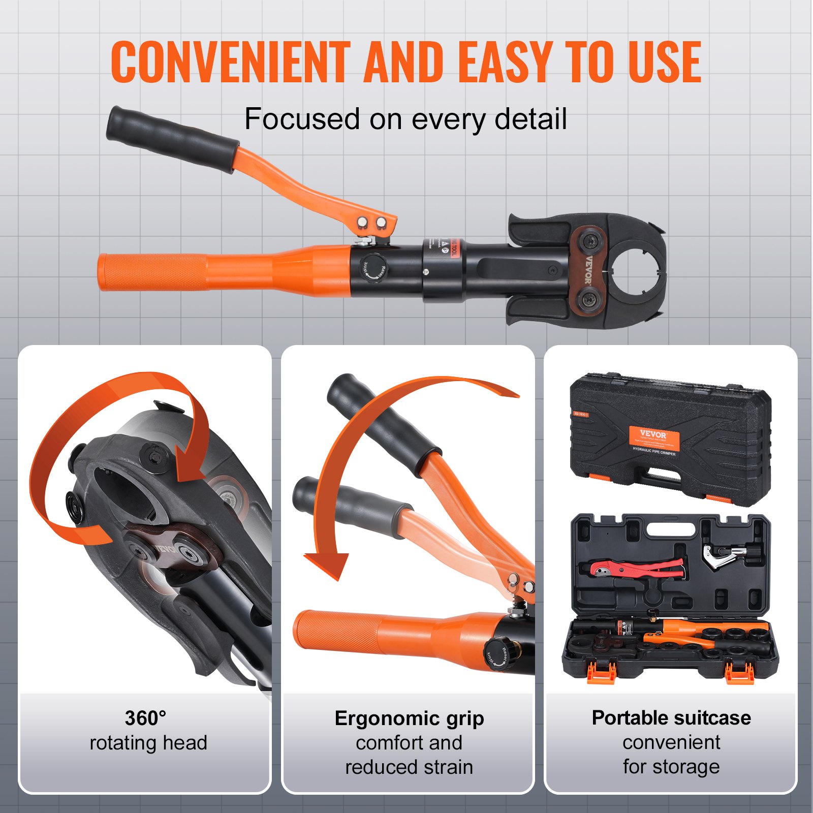Copper Pipe Crimping Tool, Hydraulic Driven Press Tool With 1/2", 3/4", 1" Jaws For Copper Pipe And 3/8"… image 5