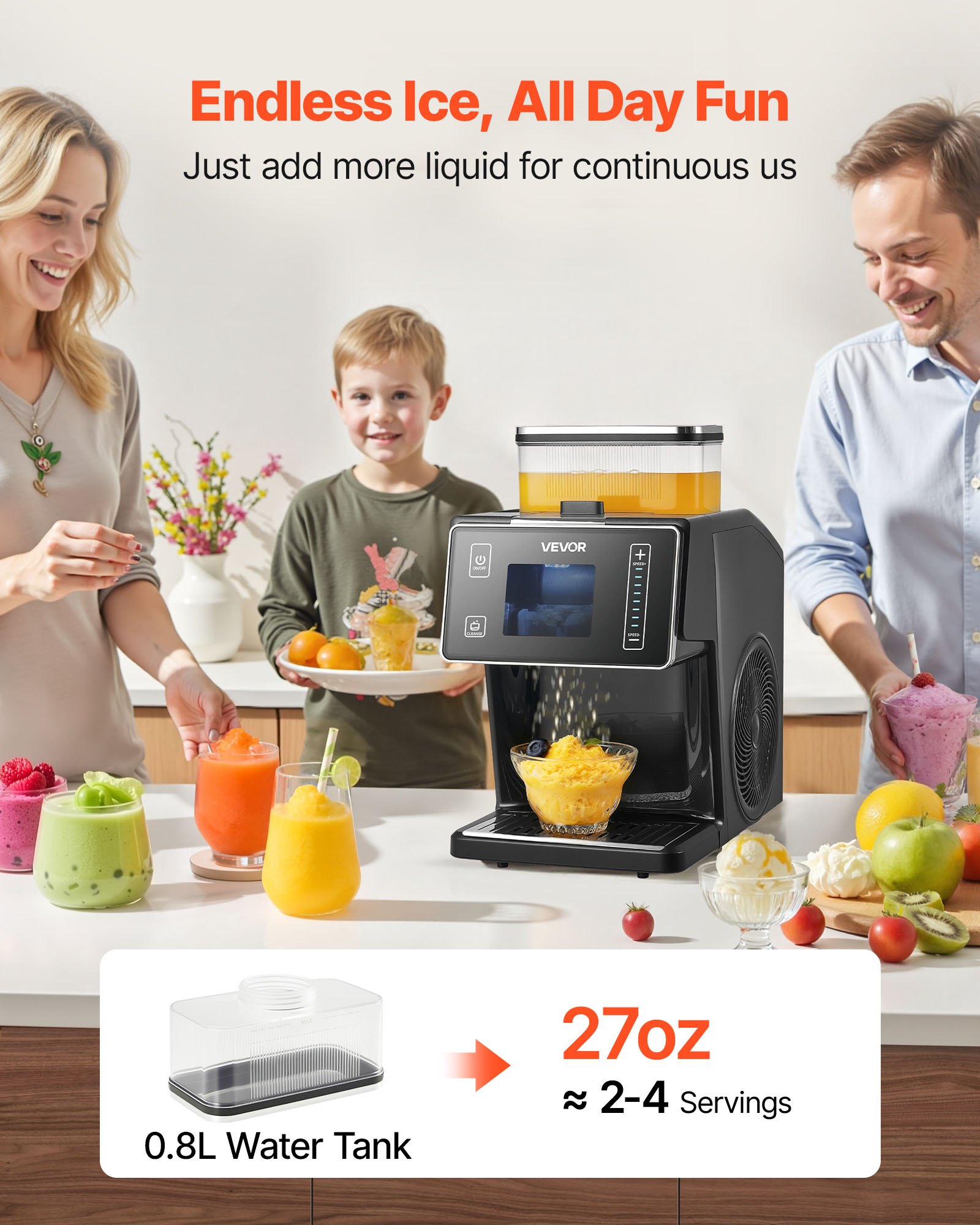 Snowflake Ice Machine, 44LBS/24H Snowflake Ice Maker, Ice-Shaver Machine With Stainless Steel Blade, Electric Snow Cone Maker With 0.2 Gal Tank, 60S Fast Pre-Cooling, For Home & Small Gatherings - Image 5