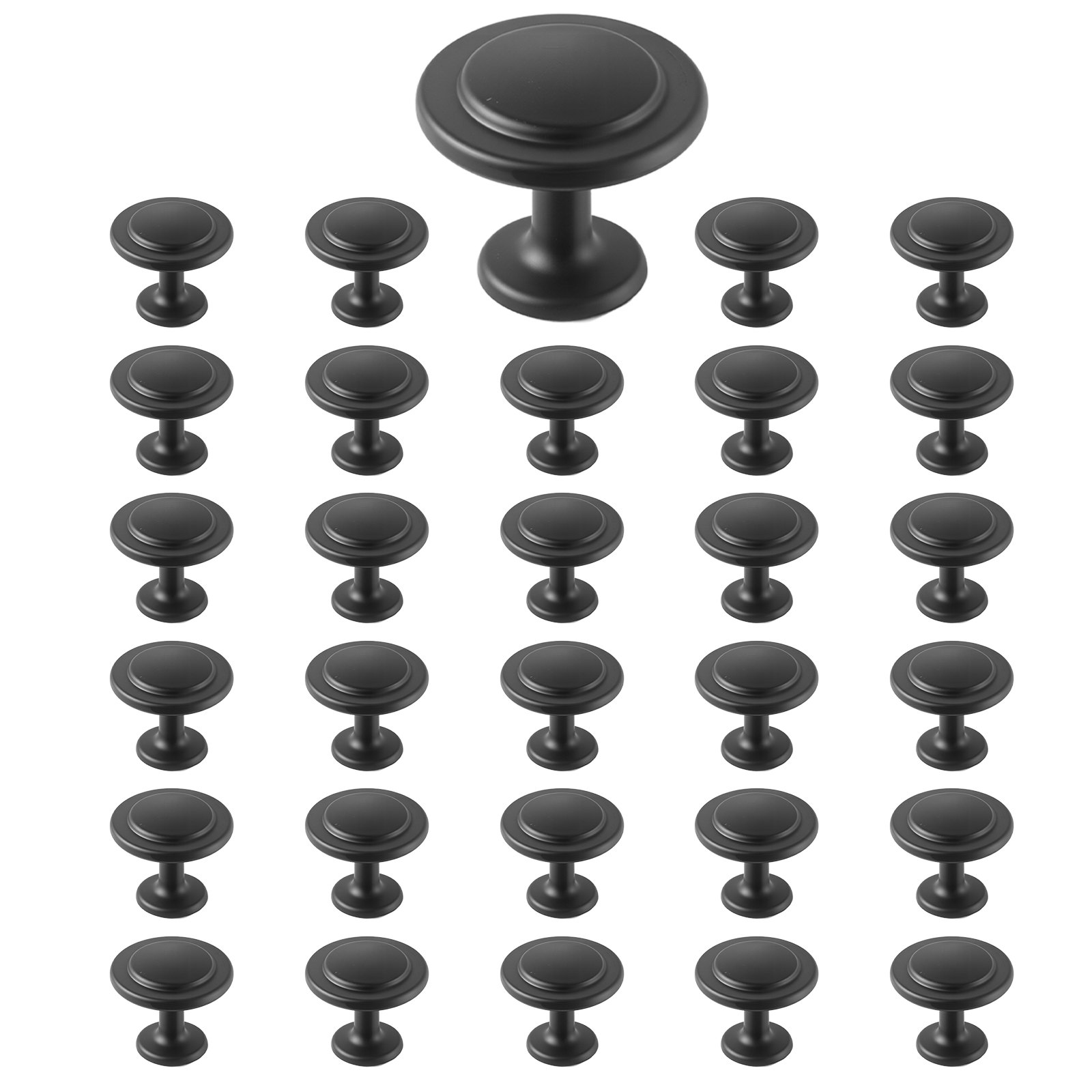 Cabinet Knobs, 30 Pack, 1.22 Inch Black Zinc Alloy Drawer Pu