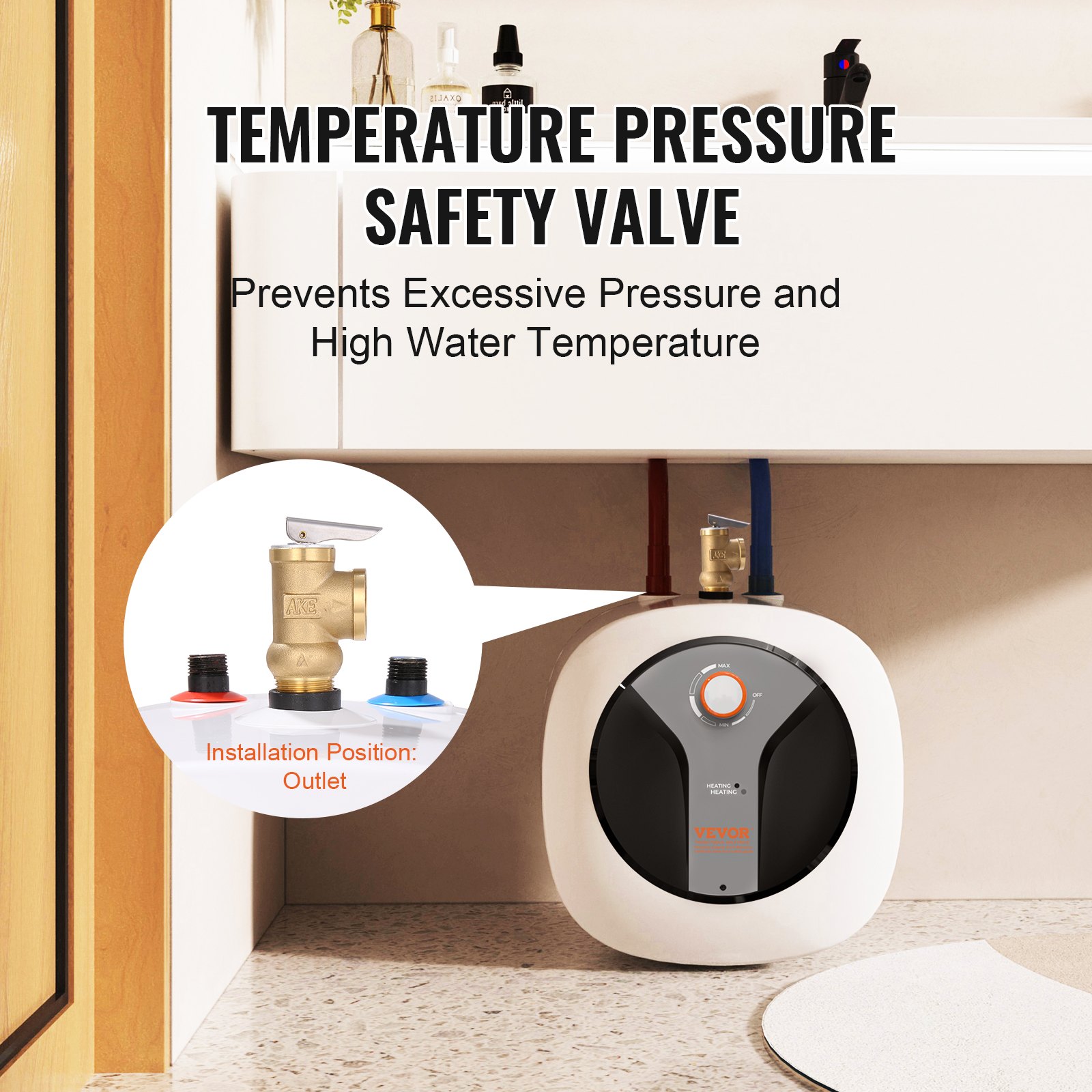 Electric Mini-Tank Water Heater 8-Gallon Tank, 1440W Hot Water Boiler Storage, Safety Temperature… image 4