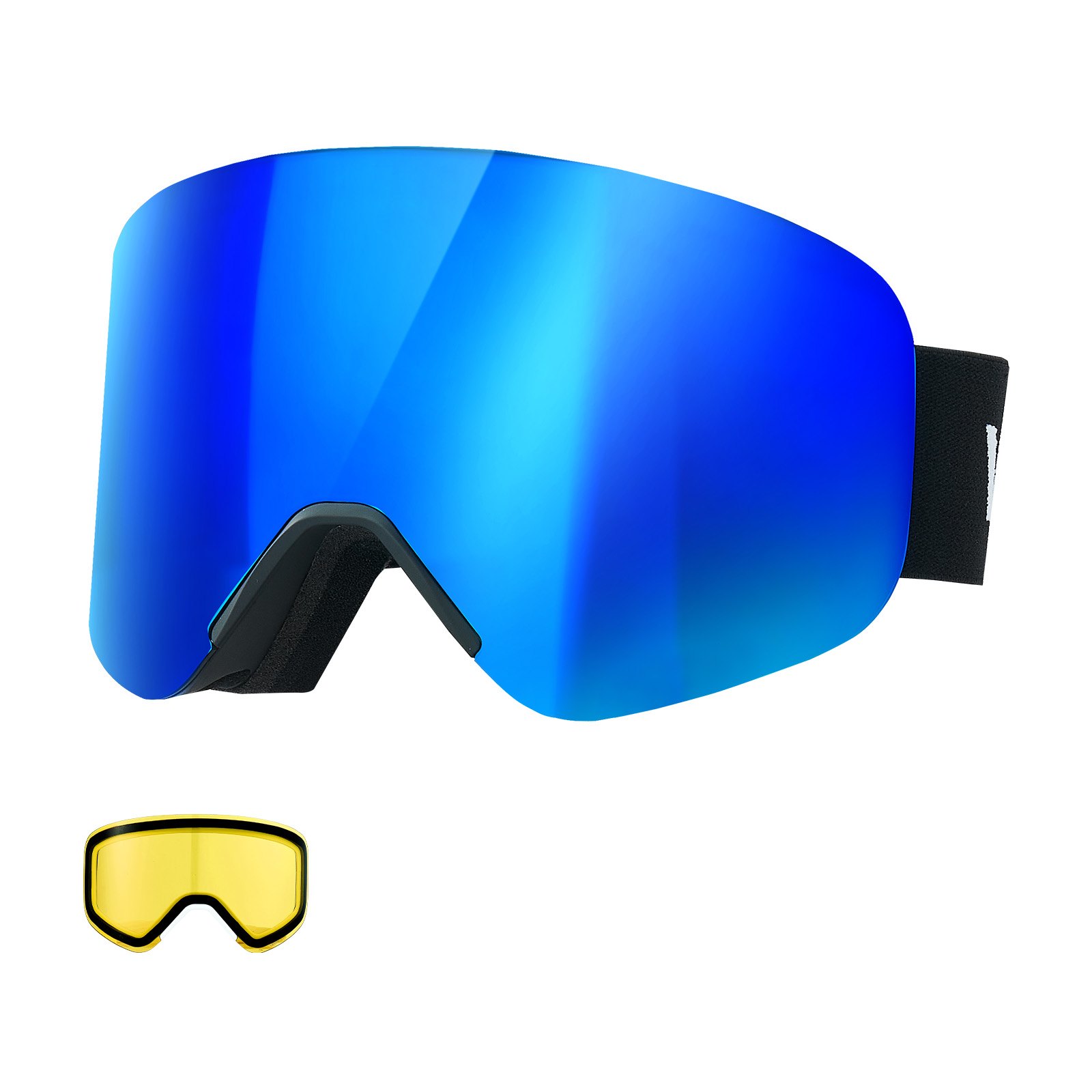 Frameless Ski Goggles, Magnet Cylindrical Lens With Dark Blue Revo Coating, OTG Anti Fog Snow Goggles For Men Women, TPU Frame & Ventilation Structure, Fit For Skiing, Skating, Snowboarding - Image 1