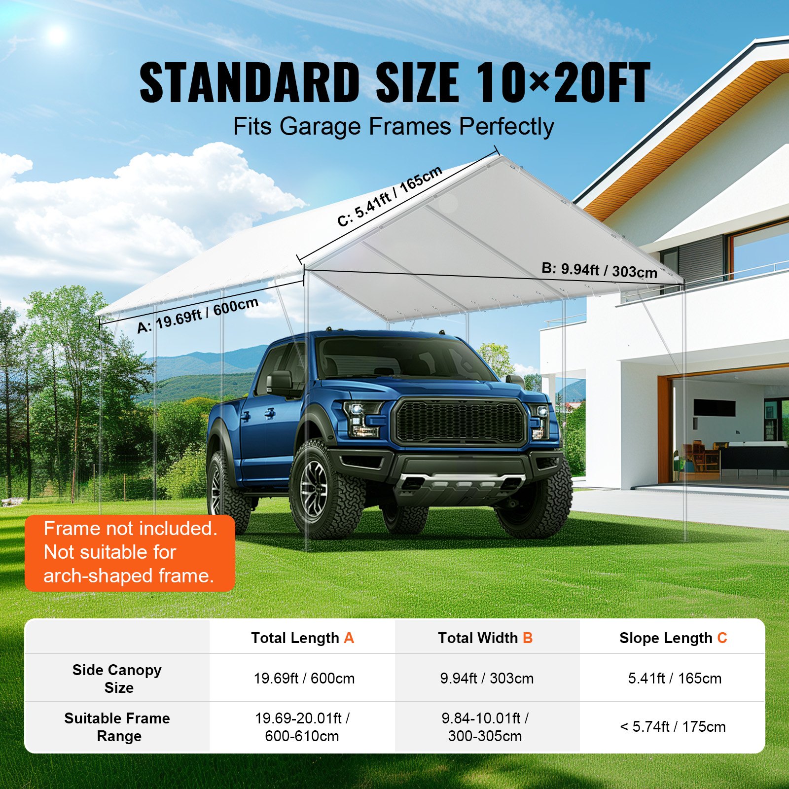 10 X 20 Ft Carport Replacement Canopy Cover, Garage Top
