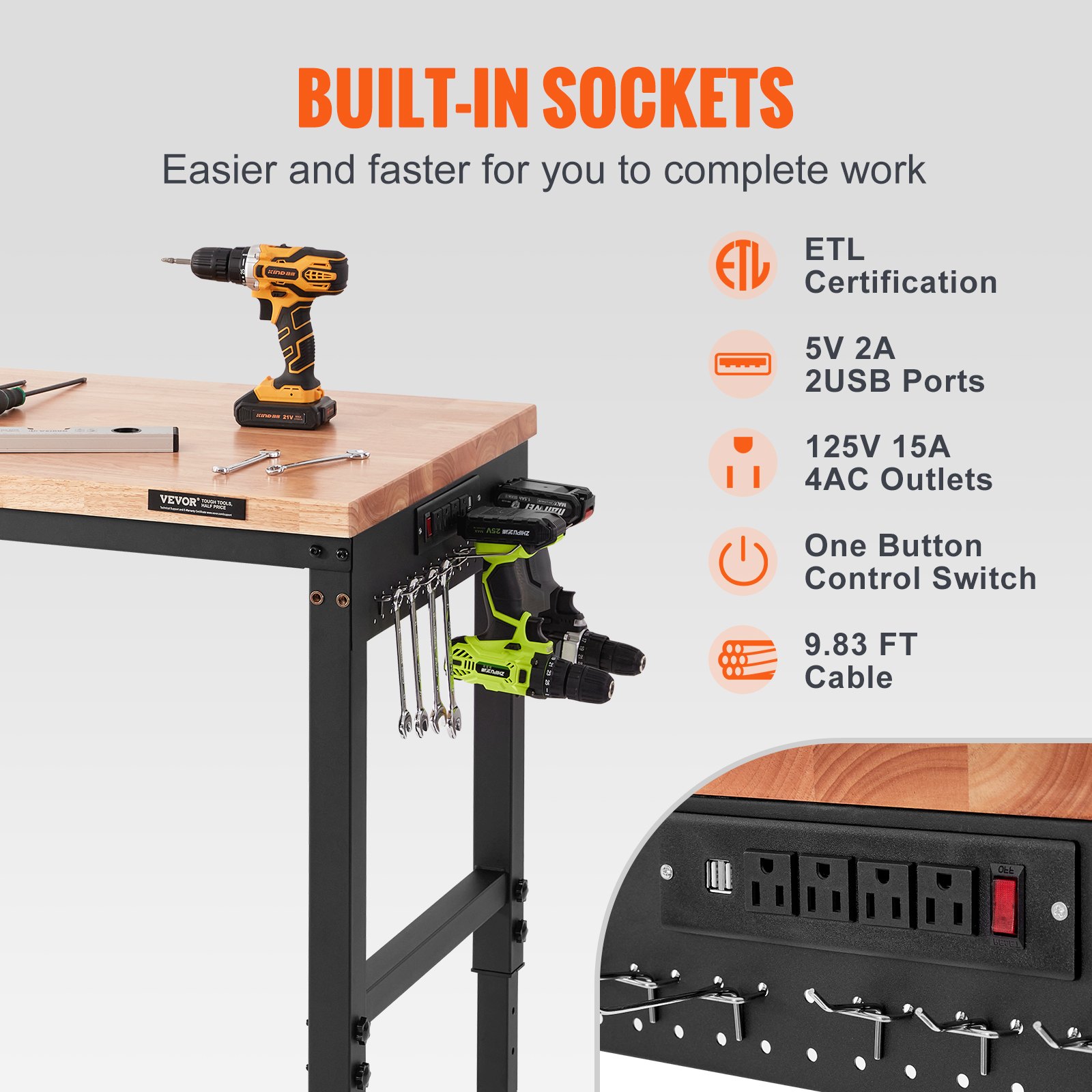 Adjustable Workbench β 72" L X 25" W Garage Worktable β photo 4