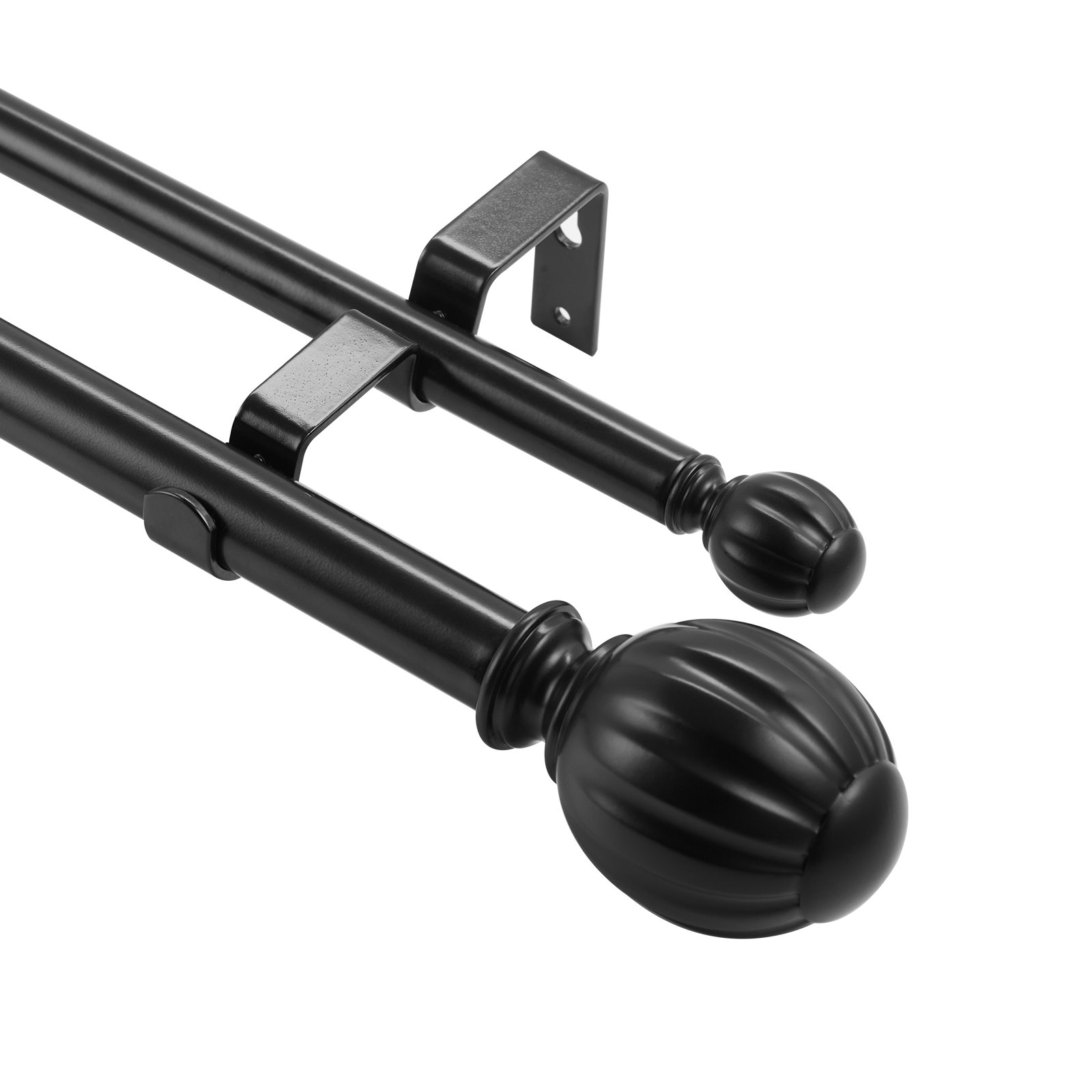 36″-72″ Double Rod Curtain Rods,3-6ft Adjustable Length, Double Window Drapery R