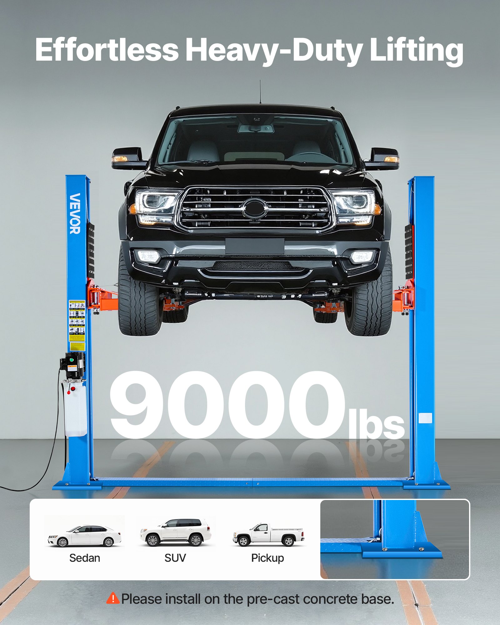 2 Post Lift, 9000 Lbs Capacity, 220V 2.95 HP Powerful Motor, Two Post Car Lift Auto Hoist For Sedan SUV Pickup, Automotive Hoist 74.8 Inch Height For Home Garage, Repair Shop, Workshop, Blue