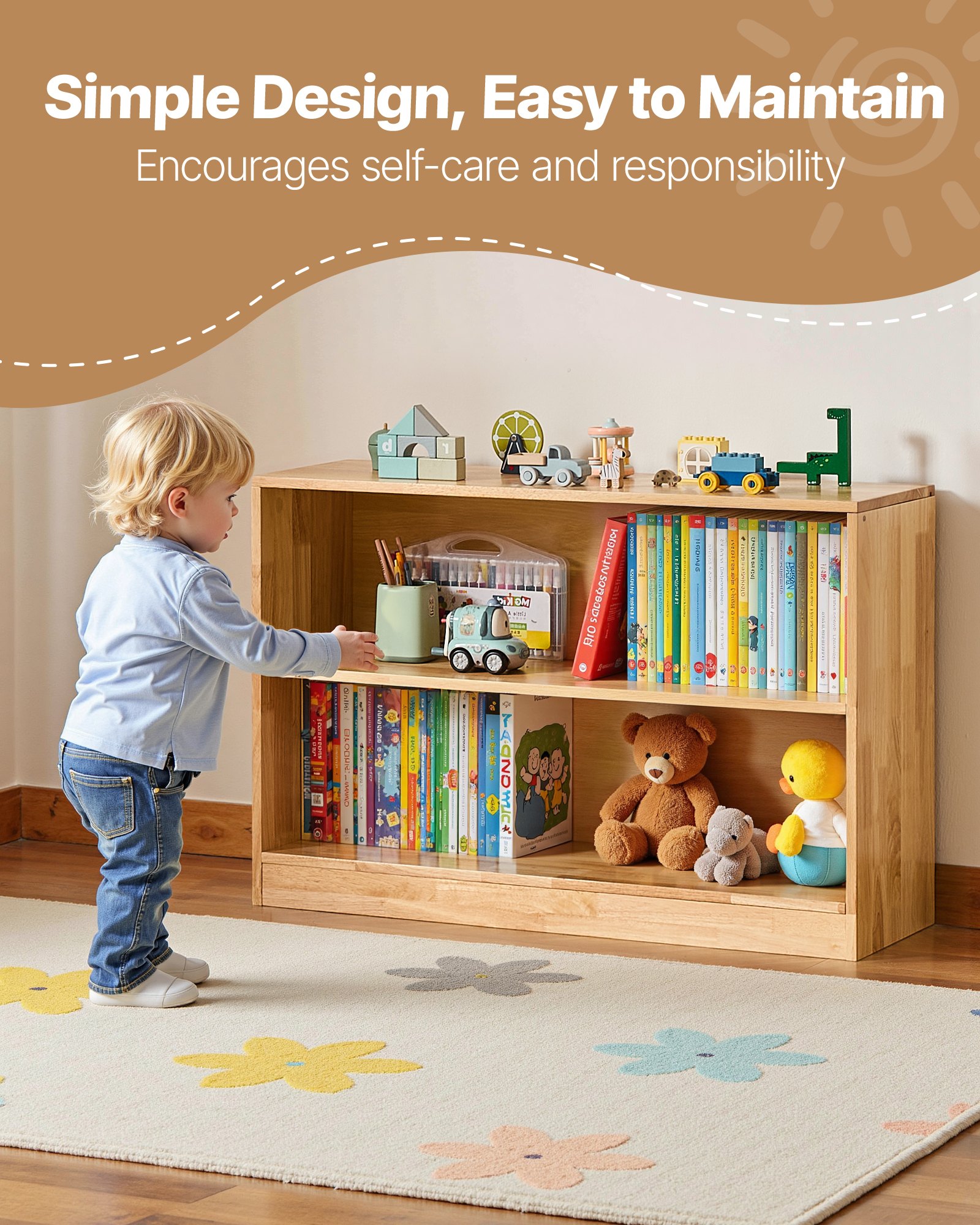 Montessori Bookshelf — 35.4 in Width Toy Storage Organizer — photo 2
