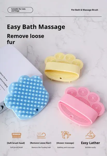 Dog Bath Brush, Pet Comb Brush Soothing