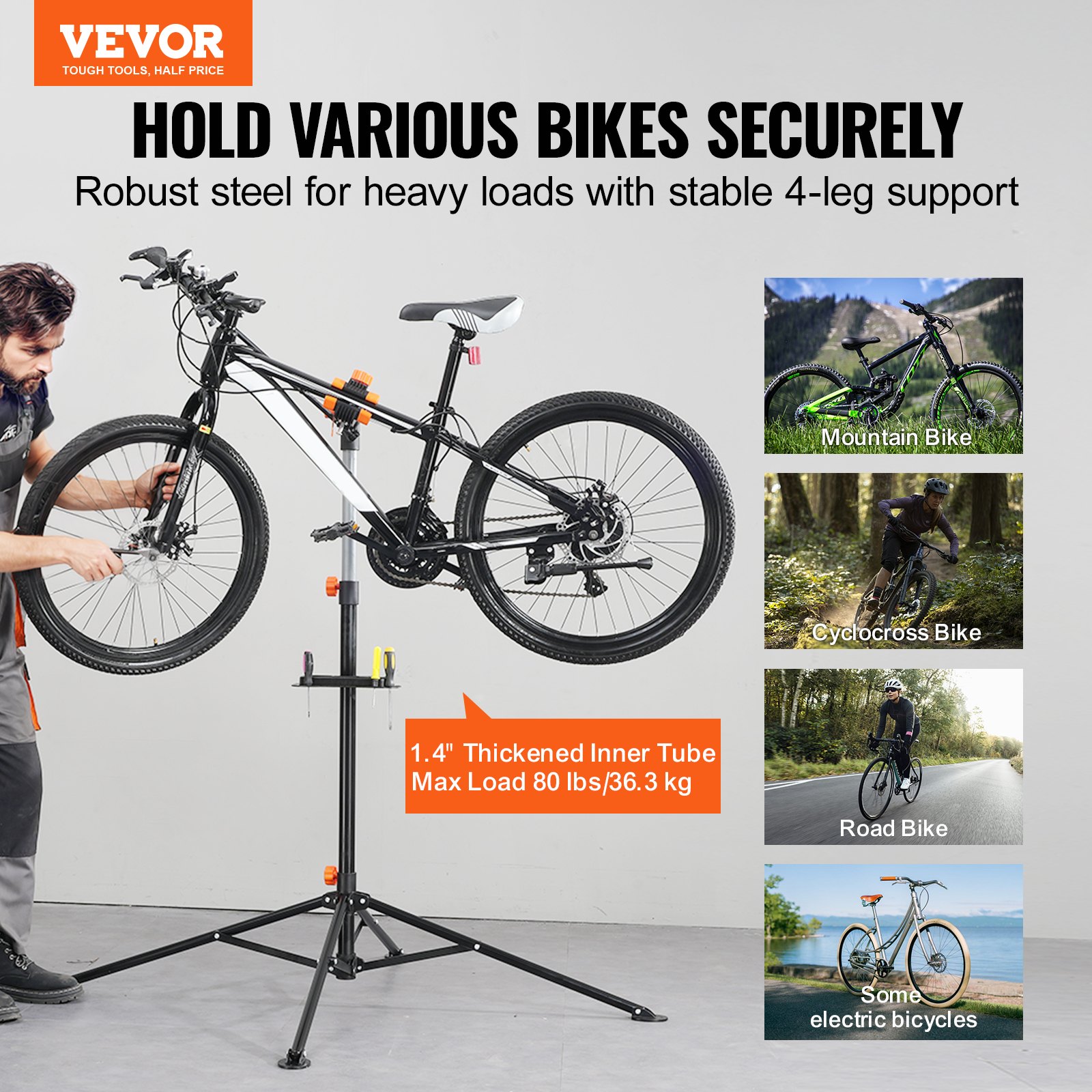 Bike Repair Stand, Heavy-duty Steel Bicycle Repair Stand, Adjustable Height Bike Maintenance Workstand With Magnetic… - 3