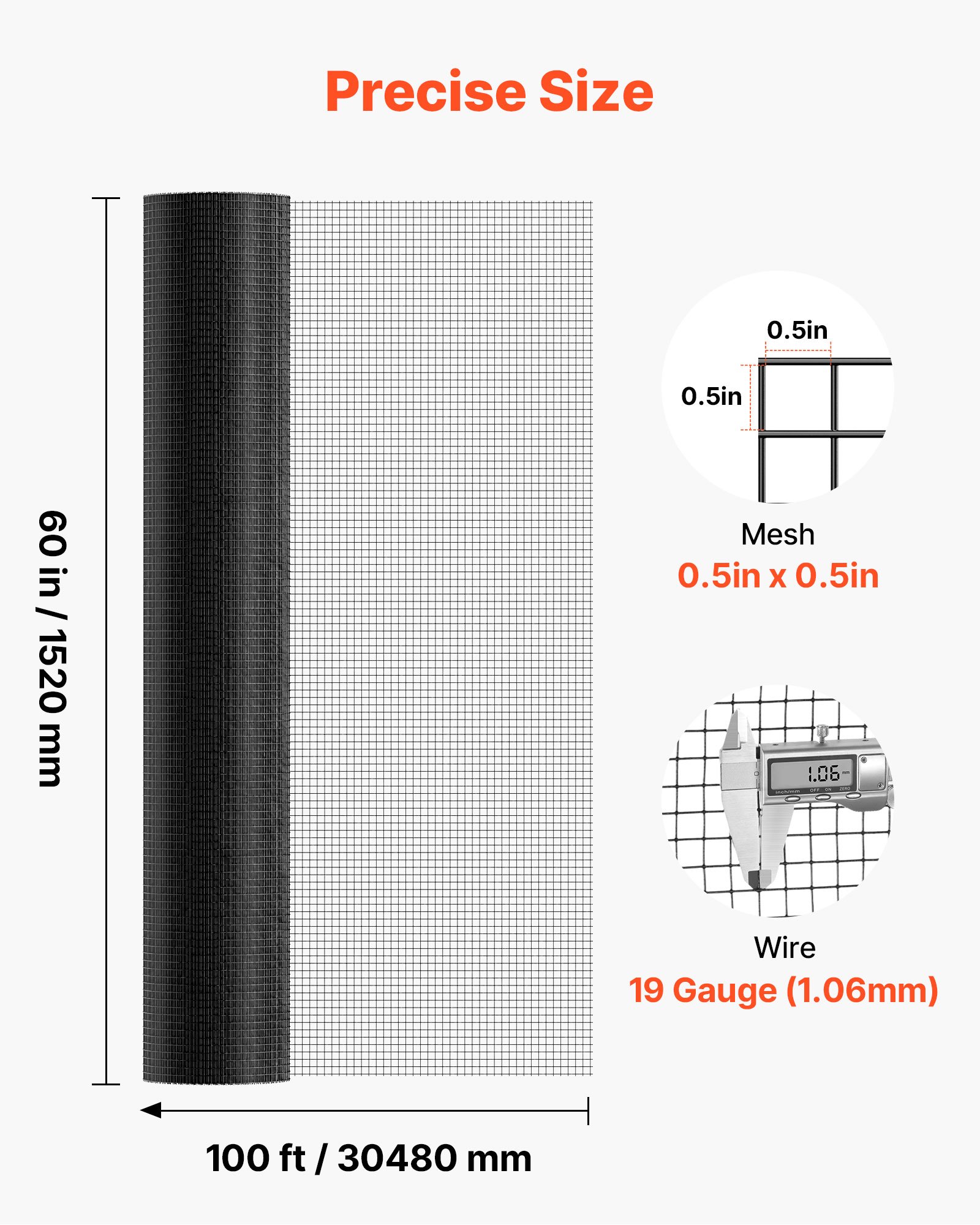 Hardware Cloth 60 In X 100 Ft, 1/2 In 19 Gauge Galvanized Wire Mesh Roll, Weather-Resistant Vinyl Coated… image 3