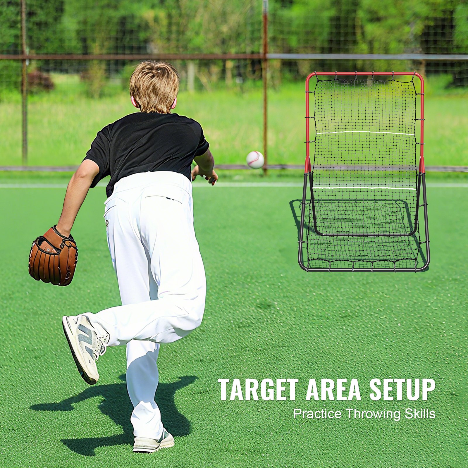 Baseball And Softball Rebounder Net, 3 X 4.5 Ft PitchBack Baseball Pitching Nest, 3-Way Baseball, Softball Pitchback Net, Fielding Trainer, Bounce Back Net For Fielding/Throwing Practice image 4
