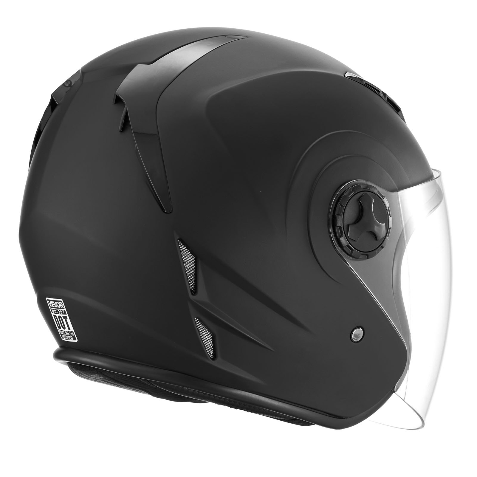 Motorcycle Helmet, 3/4 Open Face, Adult Motocross Dirt Bike Helmet With Clear Visor, Comfortable Motorbike Racing Street With Detachable Liner For Men & Women, DOT Approved, (Matte Black, XL) - Image 1