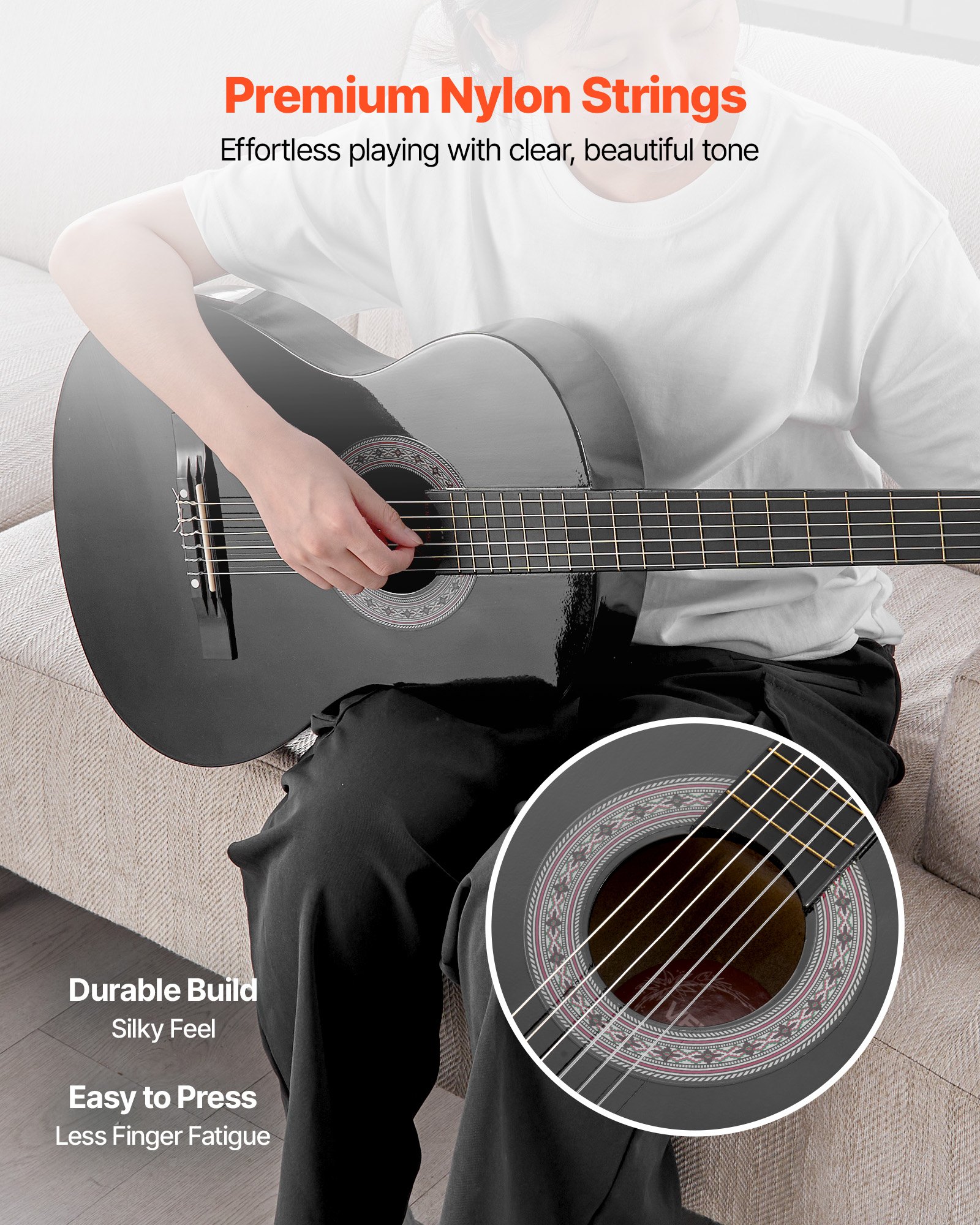 Classical Guitar, 38 Inch, Wood Classical Guitar Starter Kit For Beginners, With Nylon Strings, Gig Bag, Strap,… - 4