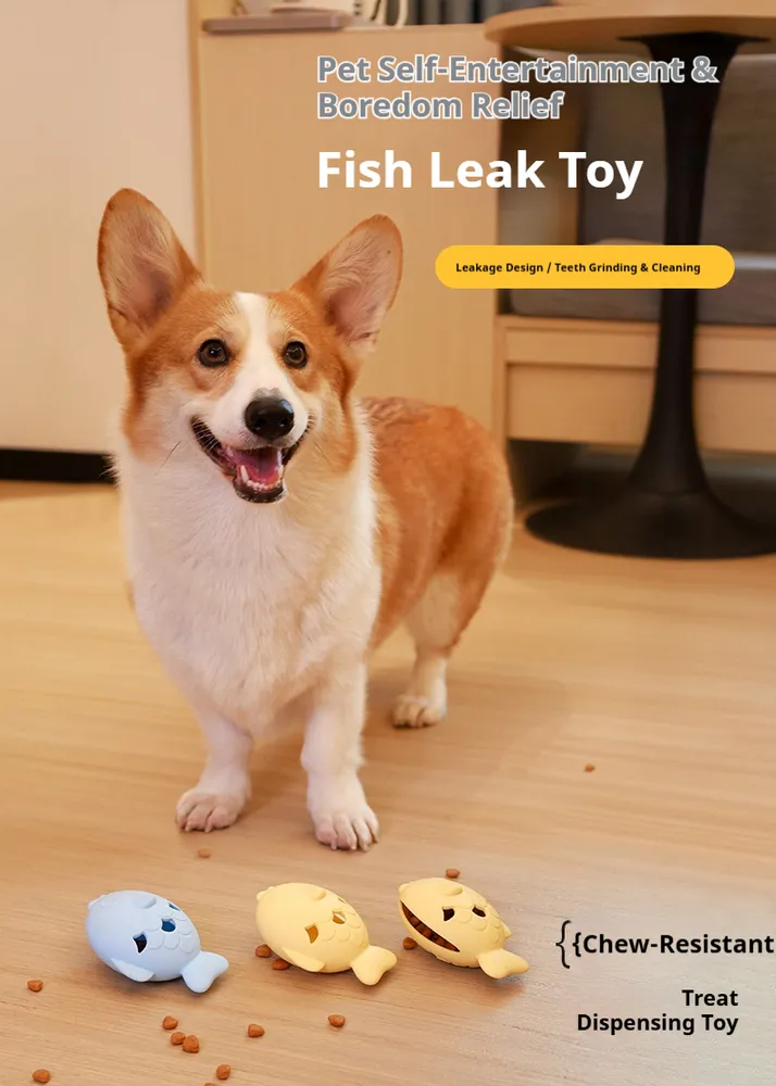 Fish-Shaped Dog Treat Dispenser Toy – Food-Grade Silicone Slow Feeder For Boredom Relief, Self-Entertainment & Pet Interaction – Durable Chew Toy With Treat Leakage Design, Teeth Cleaning Sur