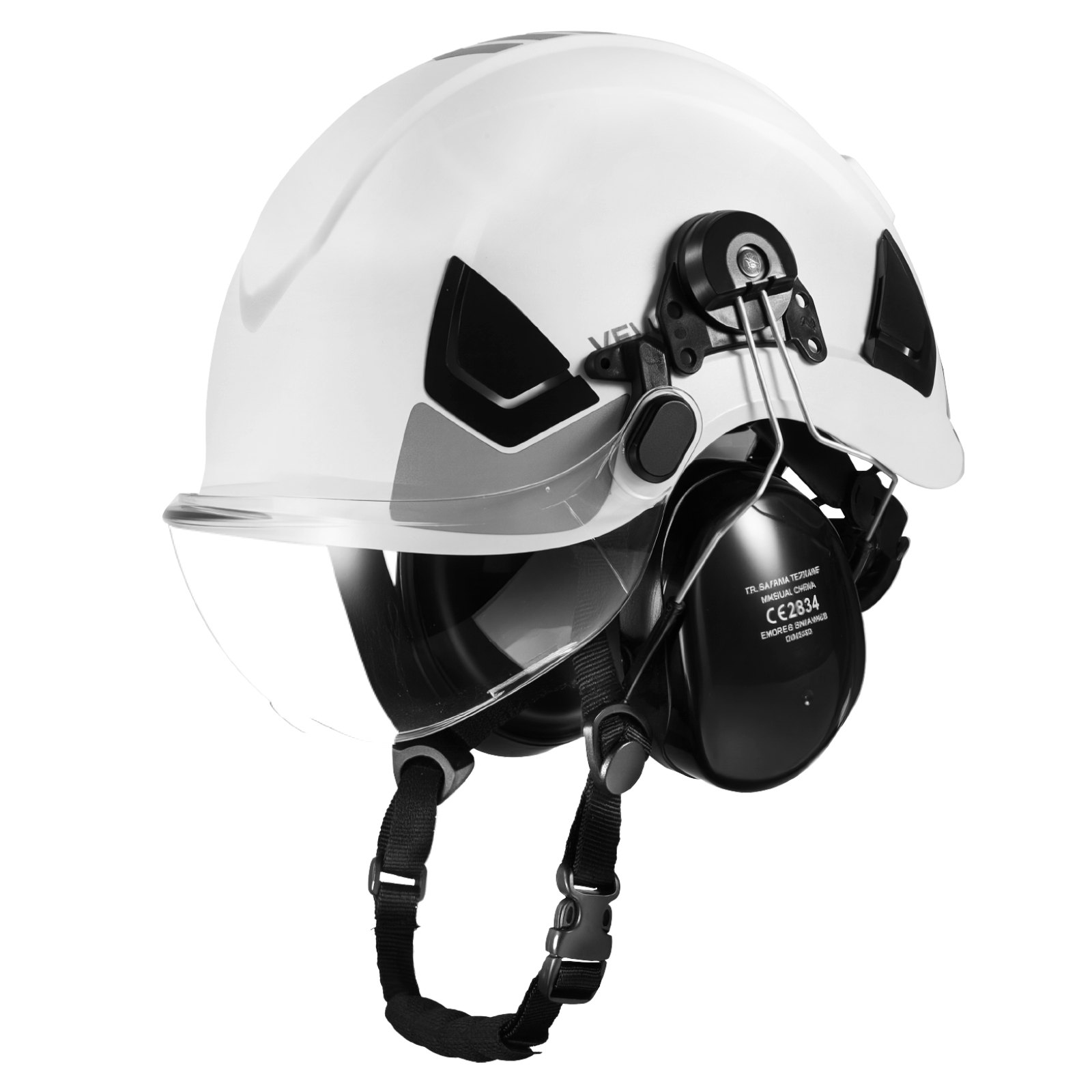 Industrial Safety Helmet, ANSI/ISEA Z89.1 Approved ABS Hard Hat With Visor & Earmuffs, 6-Point Ratchet Suspension, Adjustable Vented Hardhat For Men & Women, For Outdoor Construction Workwear - Image 1