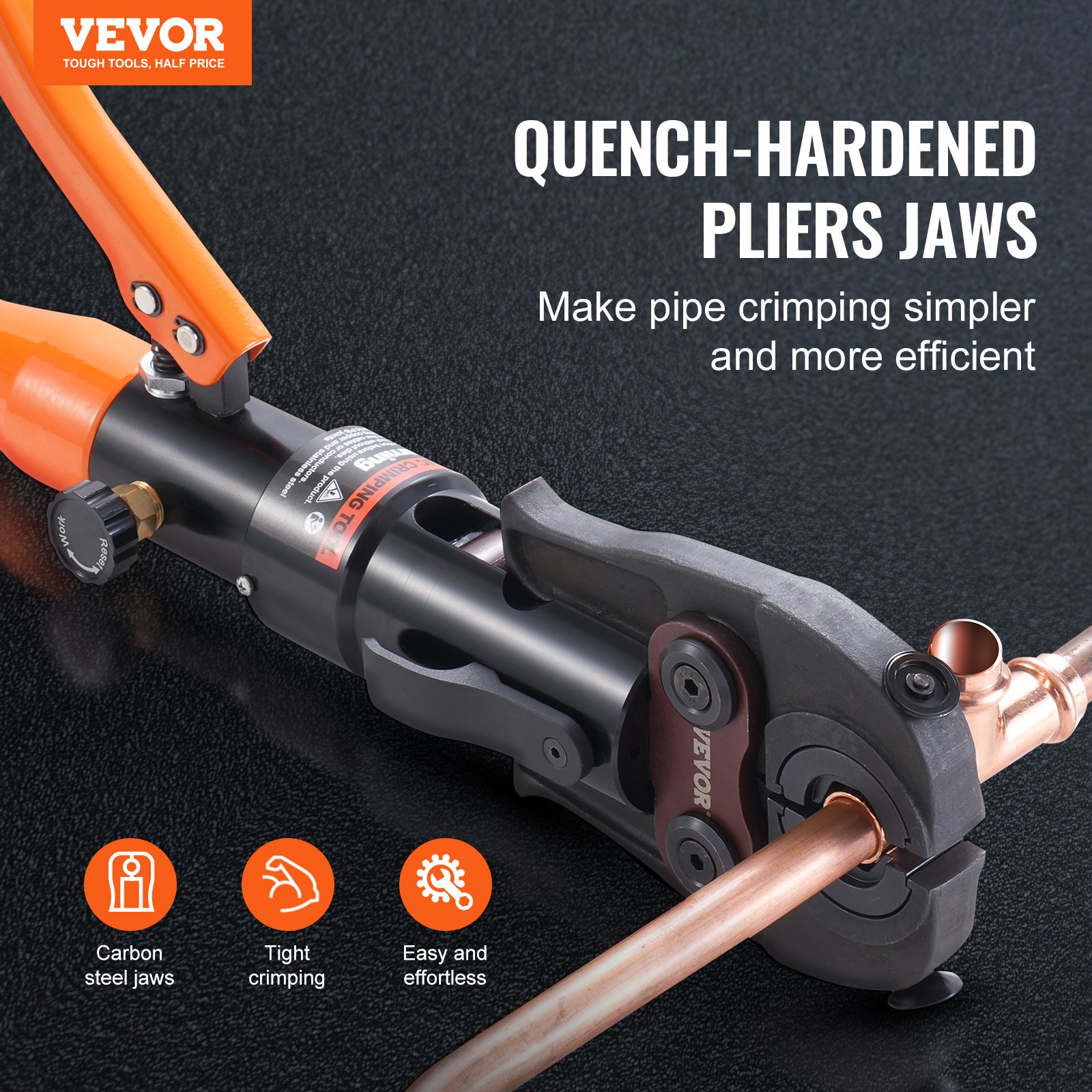 Copper Pipe Crimping Tool, Hydraulic Driven Press Tool With 1/2", 3/4", 1" Jaws For Copper Pipe And 3/8"… image 2